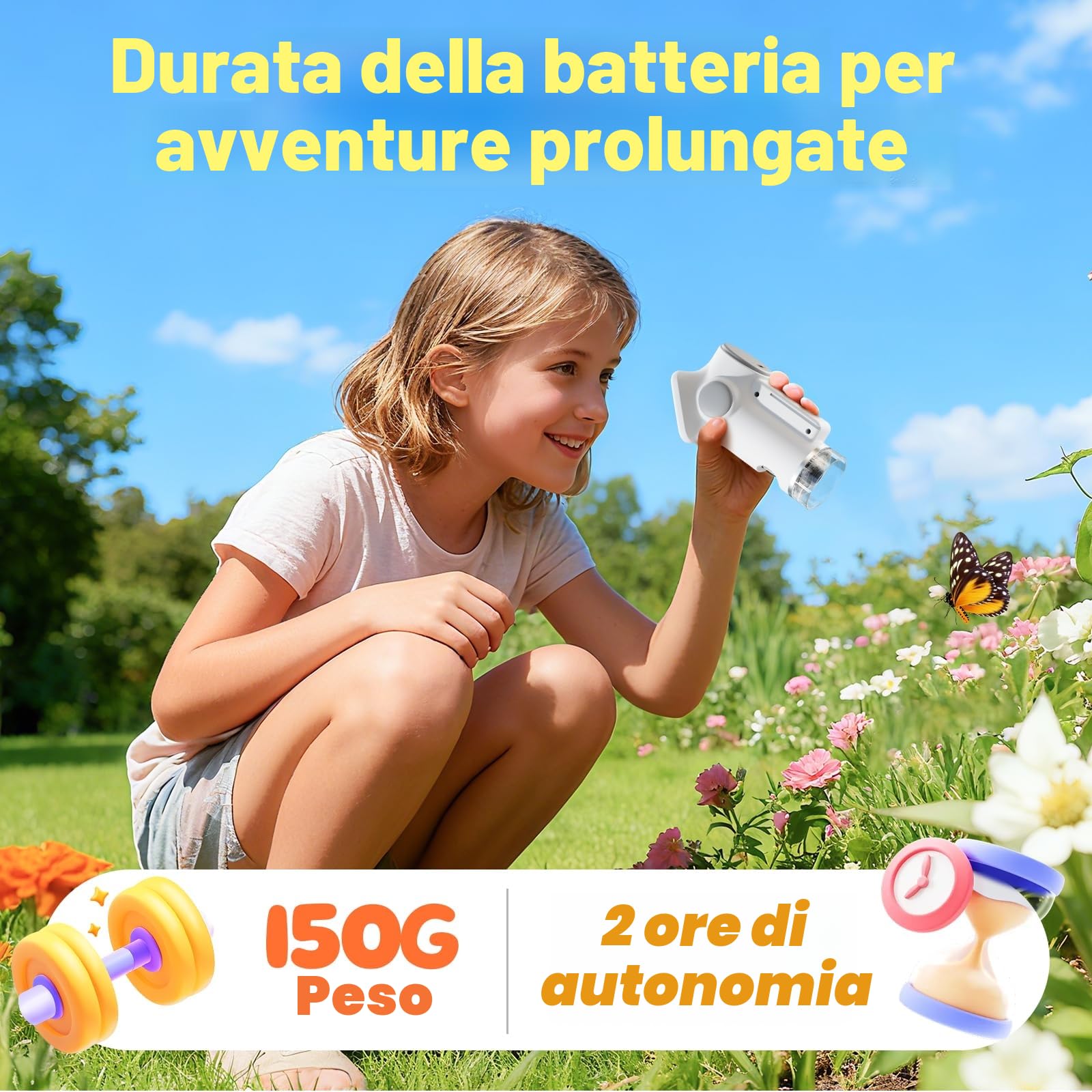 1600X Microscopio bambini, Microscopio Digitale da 2.0" Microscope Elettronico Portatile con 6 luci LED Regolabili e Vetrini, Adatto come regalo di Natale, Capodannodai 3-14 anni