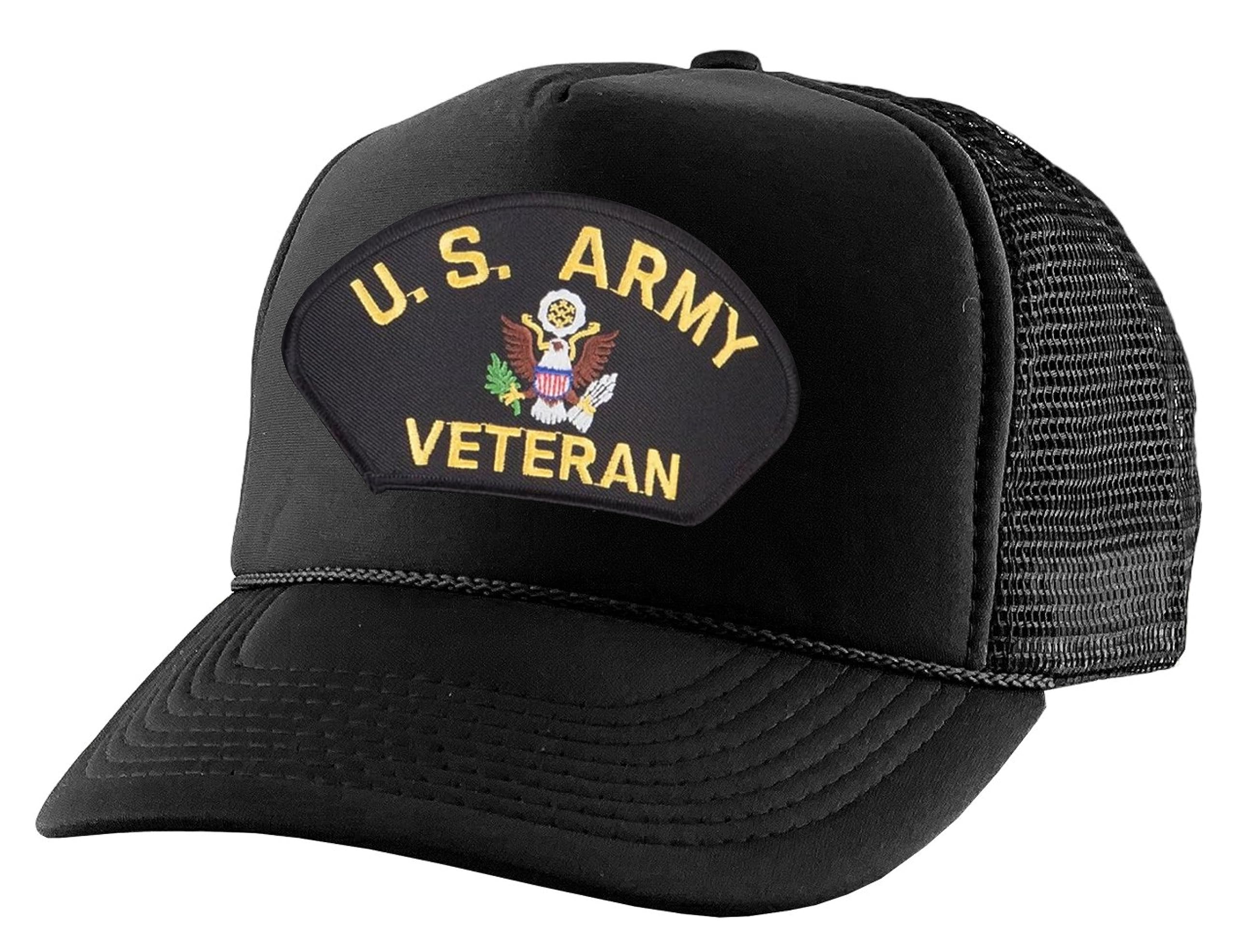 ALLNTRENDS Trucker Hat US Army Veteran Military Mesh Baseball Cap (Black)