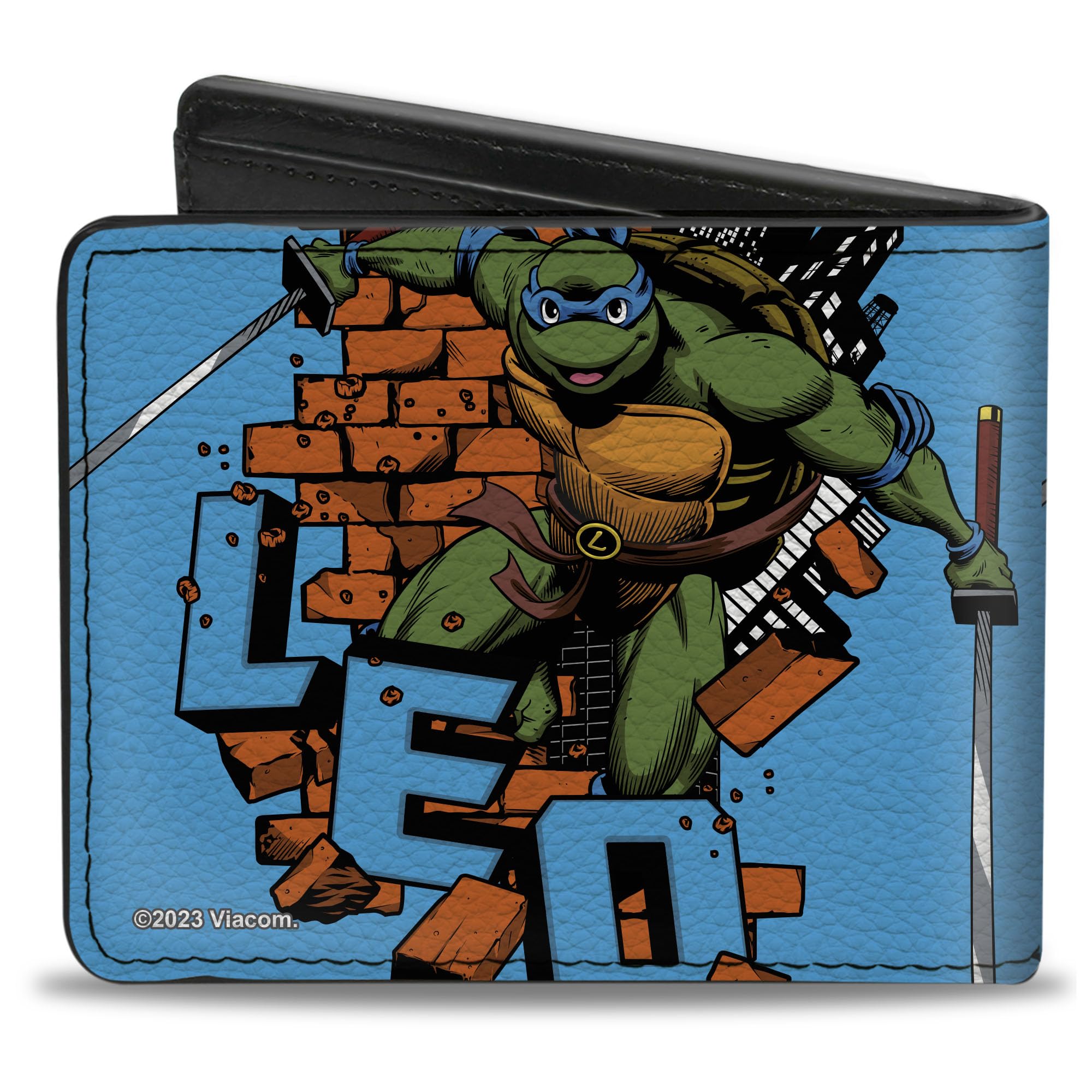 Buckle-Down Nickelodeon Wallet, Bifold, Teenage Mutant Ninja Turtles Leo Action Pose Blue, Vegan Leather