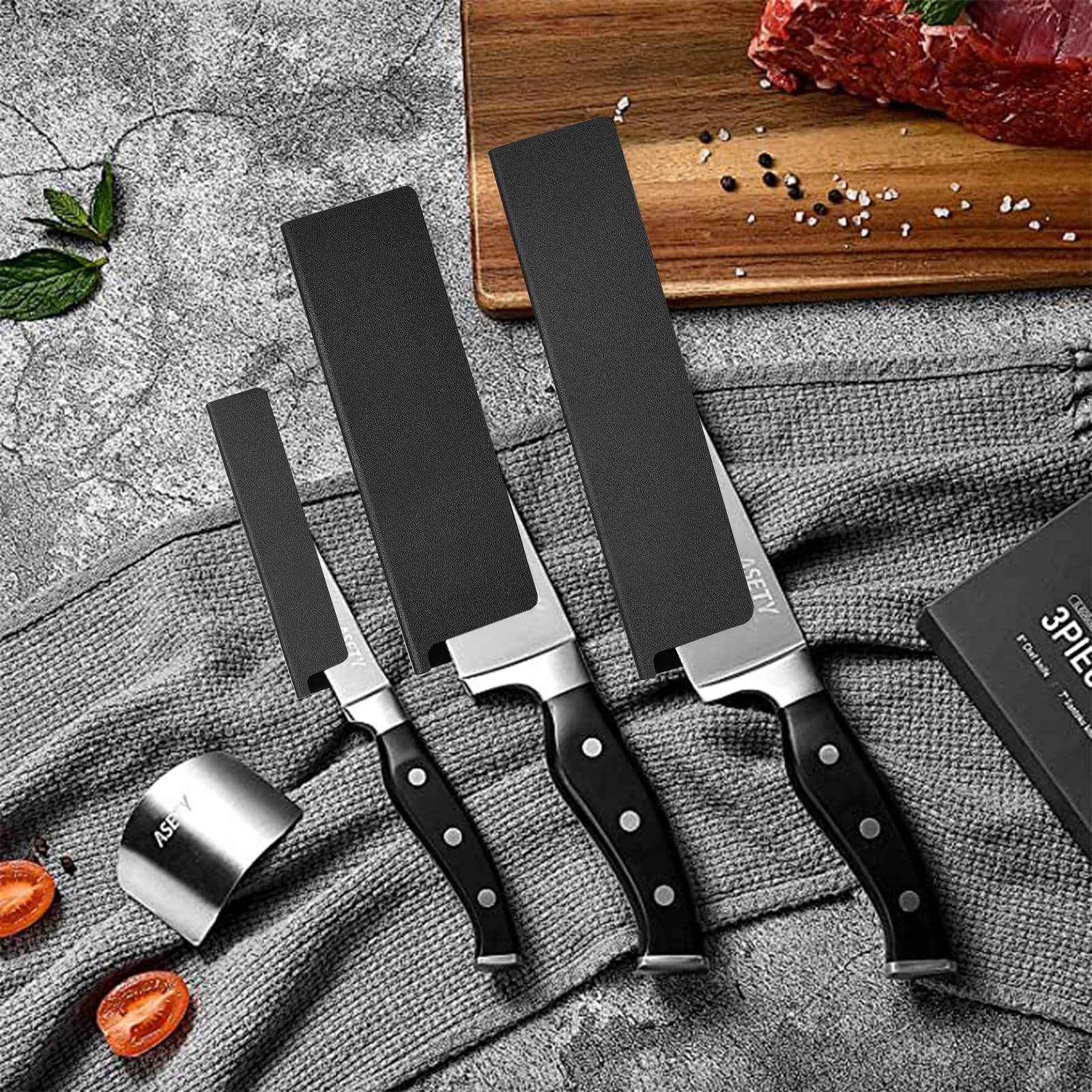 8 Piezas Funda Protectora para Las Cuchillas con Suave Fieltro Interior ABS Funda Cuchillos Cocina Protectores Universales Seis Tamaños Diferentes Puede Proteger Cuchillos Daños (Negro)