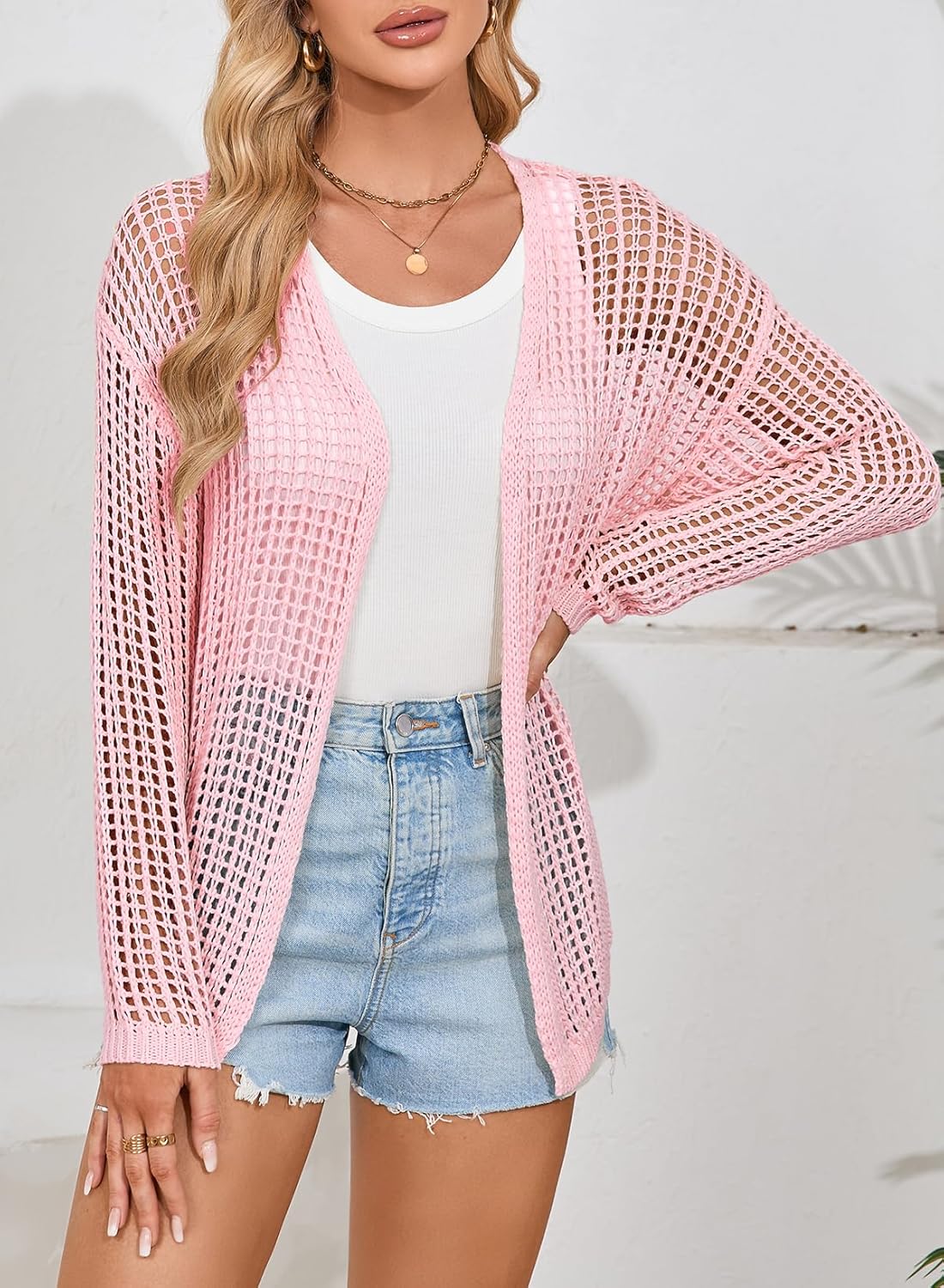 Dokotoo Women’s Crochet Cardigan Sweater Boho Cover-ups Oversized Open Front Tunic Summer Outwear - Image 4