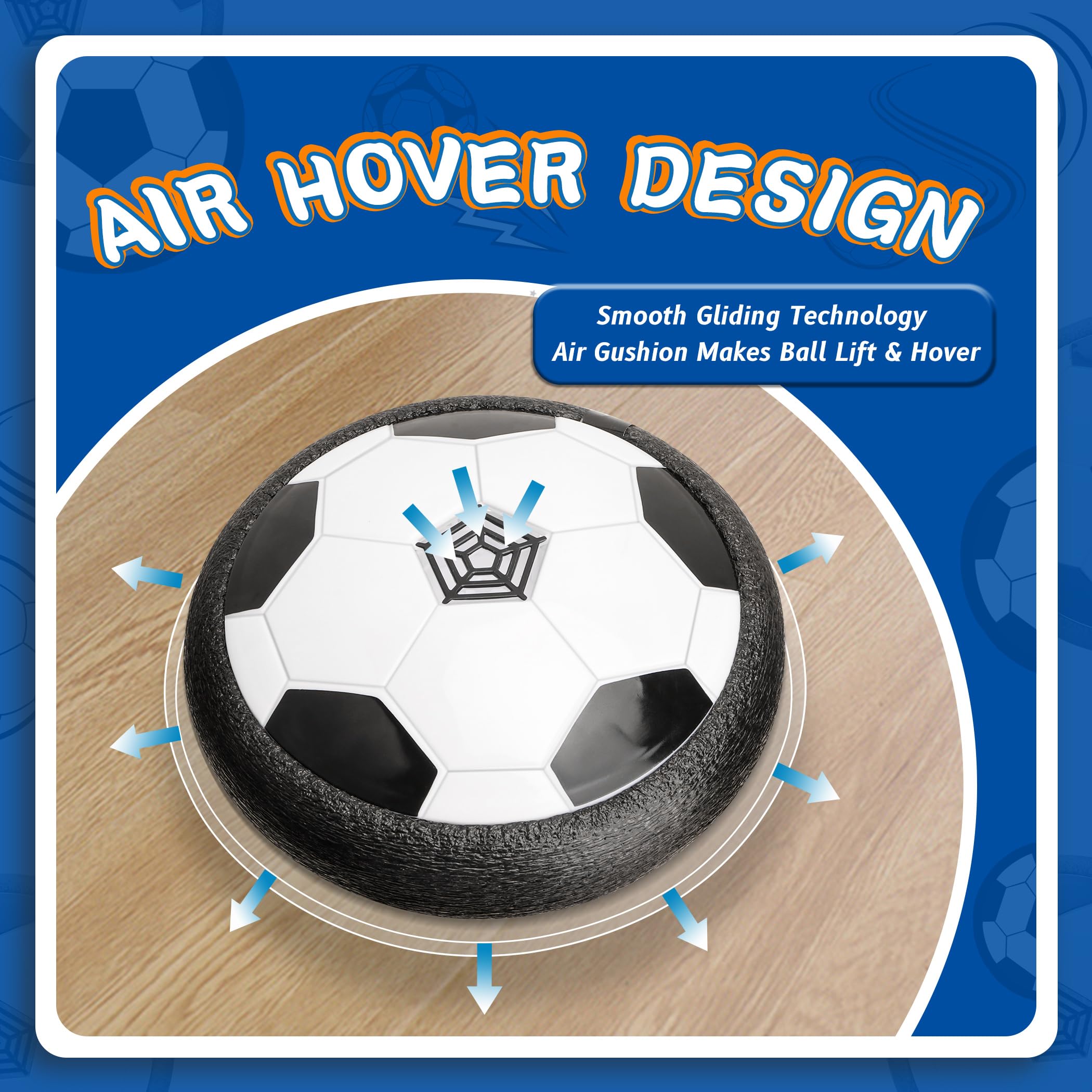 Nazano Air Power Fußball 2 Pcs mit LED-Beleuchtung - Schwebender Fussball für Indoor & Outdoor - Ideales Park Air Power Fußball als Geschenk für 6-12 JahreGeburtstag-Hover Ball