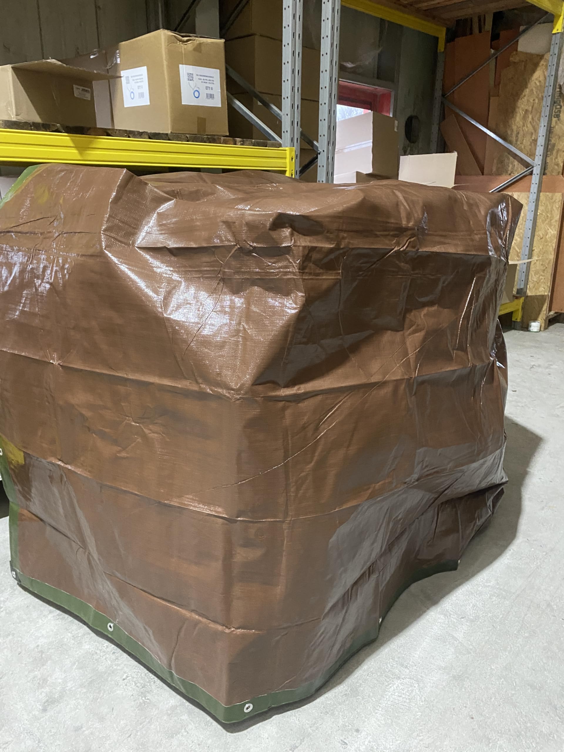 Tough heavy 220 gsm duty waterproof green with brown reverse tarpaulin/tarp cover sheet/extra eyelets at 50cm with reinforced corners,ideal as a camping ground sheet.(3m x 3m) - Image 2