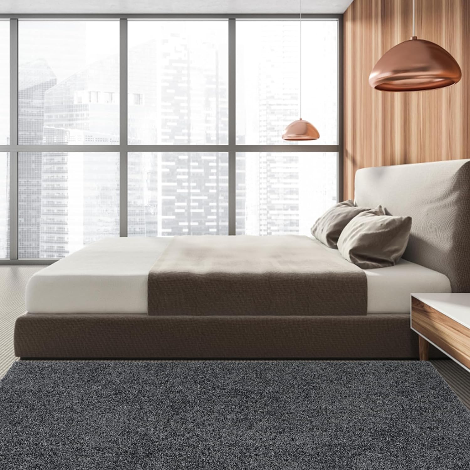 Zacoo Extra Large Area Rug, 12'x 18' Grey Shag Rug Soft