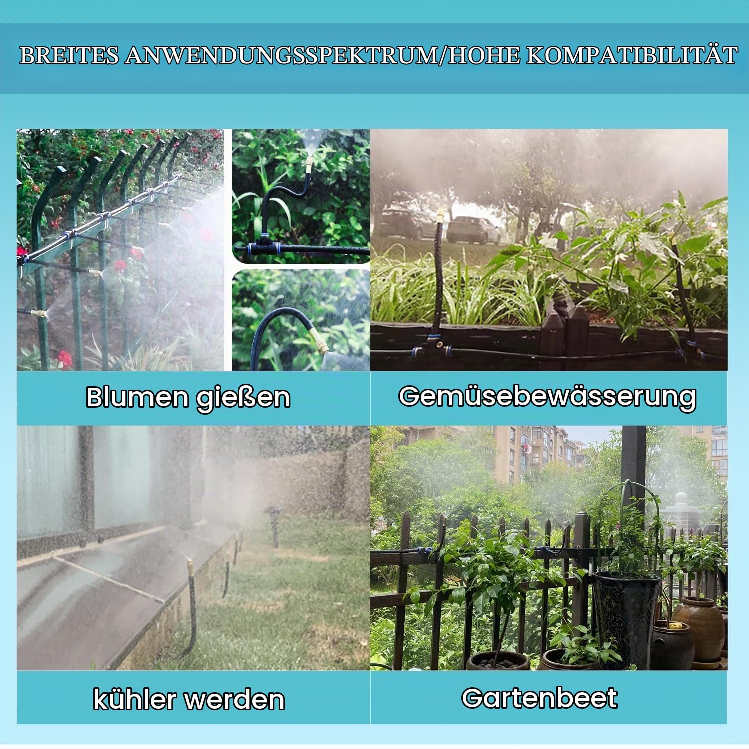 Tropfbewässerungssatz mit Nebelrohr,Verstellbares automatisches Bewässerungssystem,Gewächshaus Tröpfchenbewässerungsset Drip System für den Garten,20m, 20 Sprühnebel-Düsen