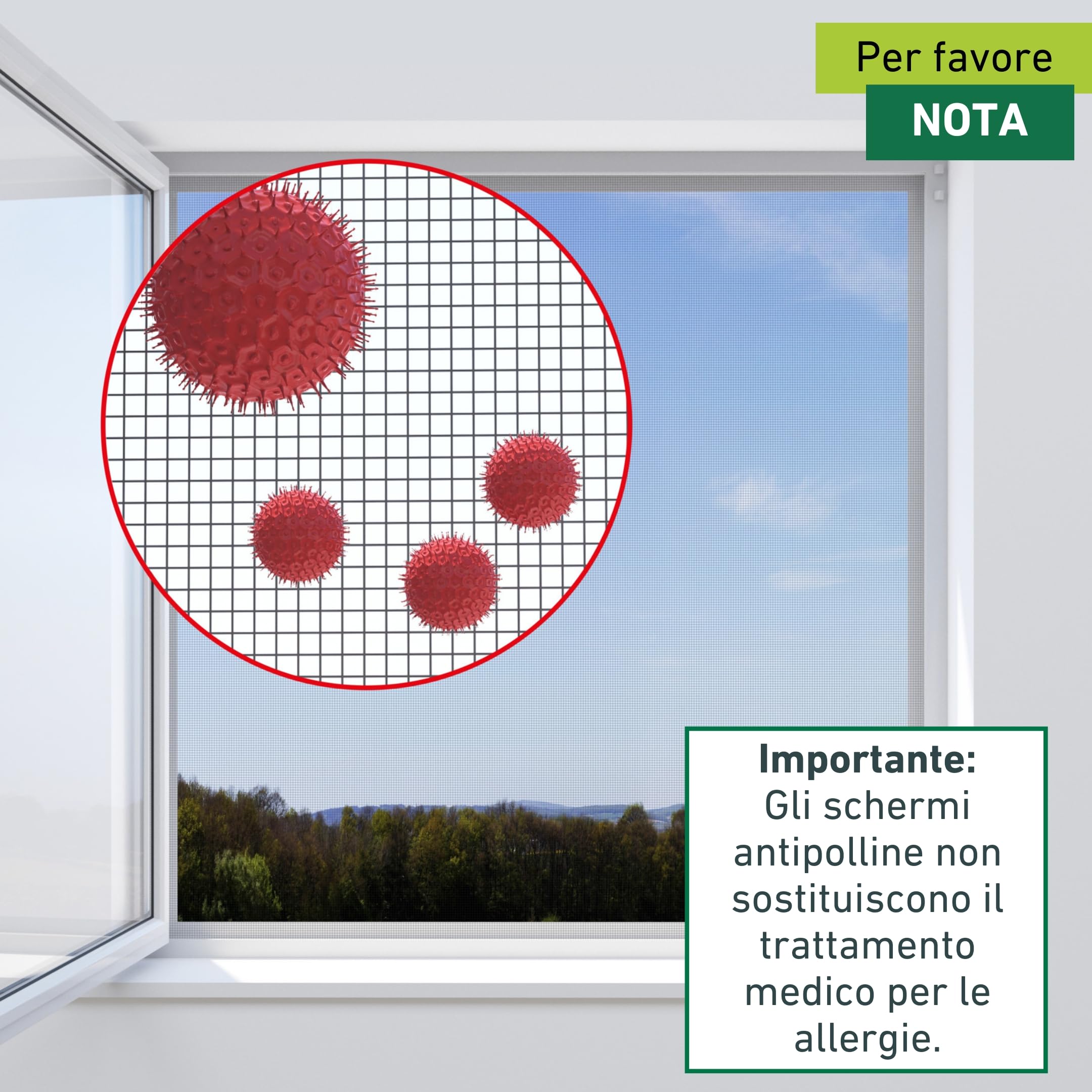 Windhager Zanzariera Magnetica con Protezione Contro i pollini, per finestre, Telaio con Tessuto antipolline, zanzariera Magnetica, 100 x 120 cm, Antracite