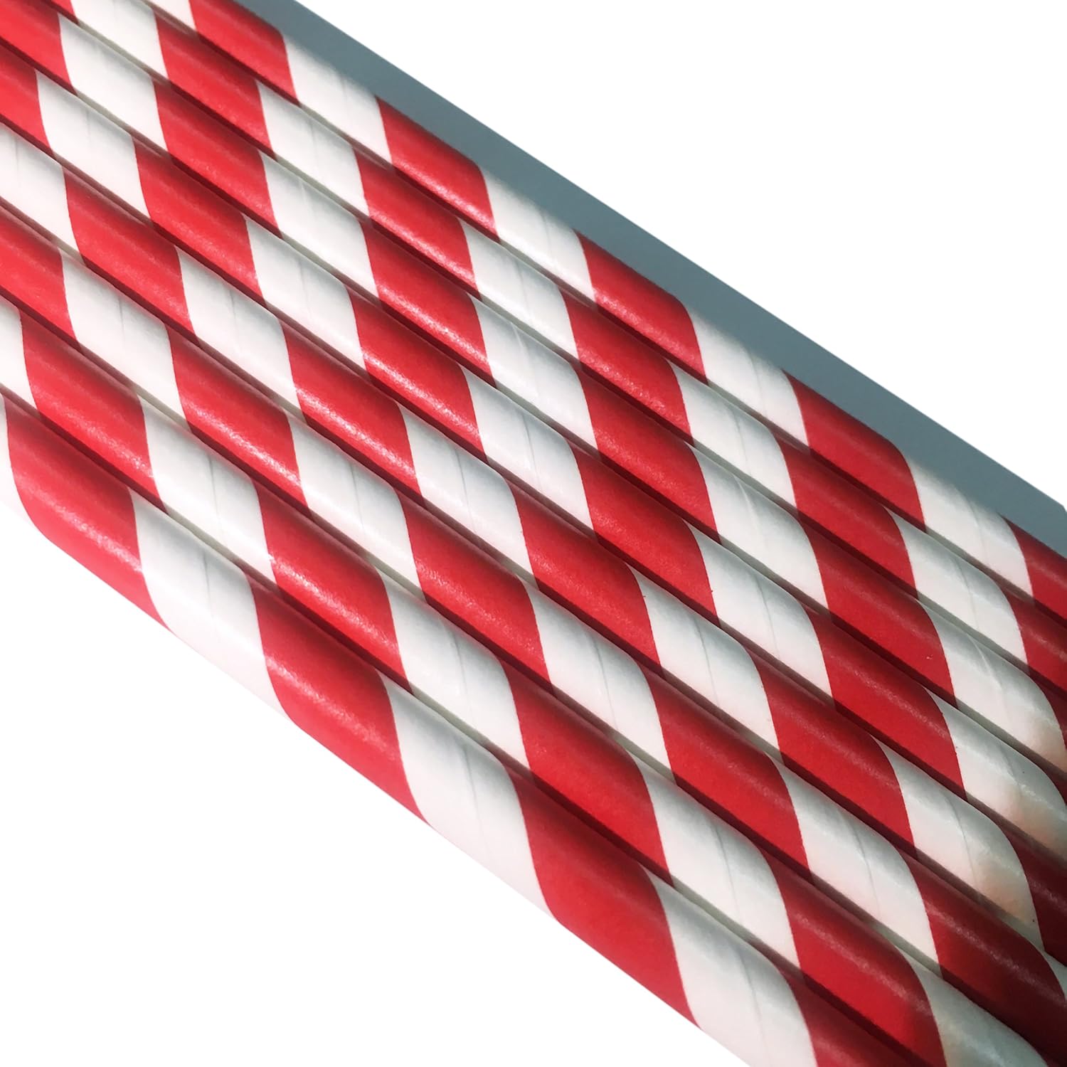 Biodegradable Red Striped Straws Bulk 100, Disposable Red and White Coca Cola Party Paper Straws for Cocktail, Milkshake, Coffee, Lemonade