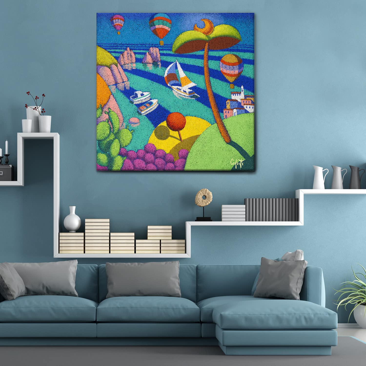 Giallobus - Quadro - Stefano Calisti - Isola di Capri - Tela canvas - 100x100 - Pronto da appendere - Quadri moderni per la casa