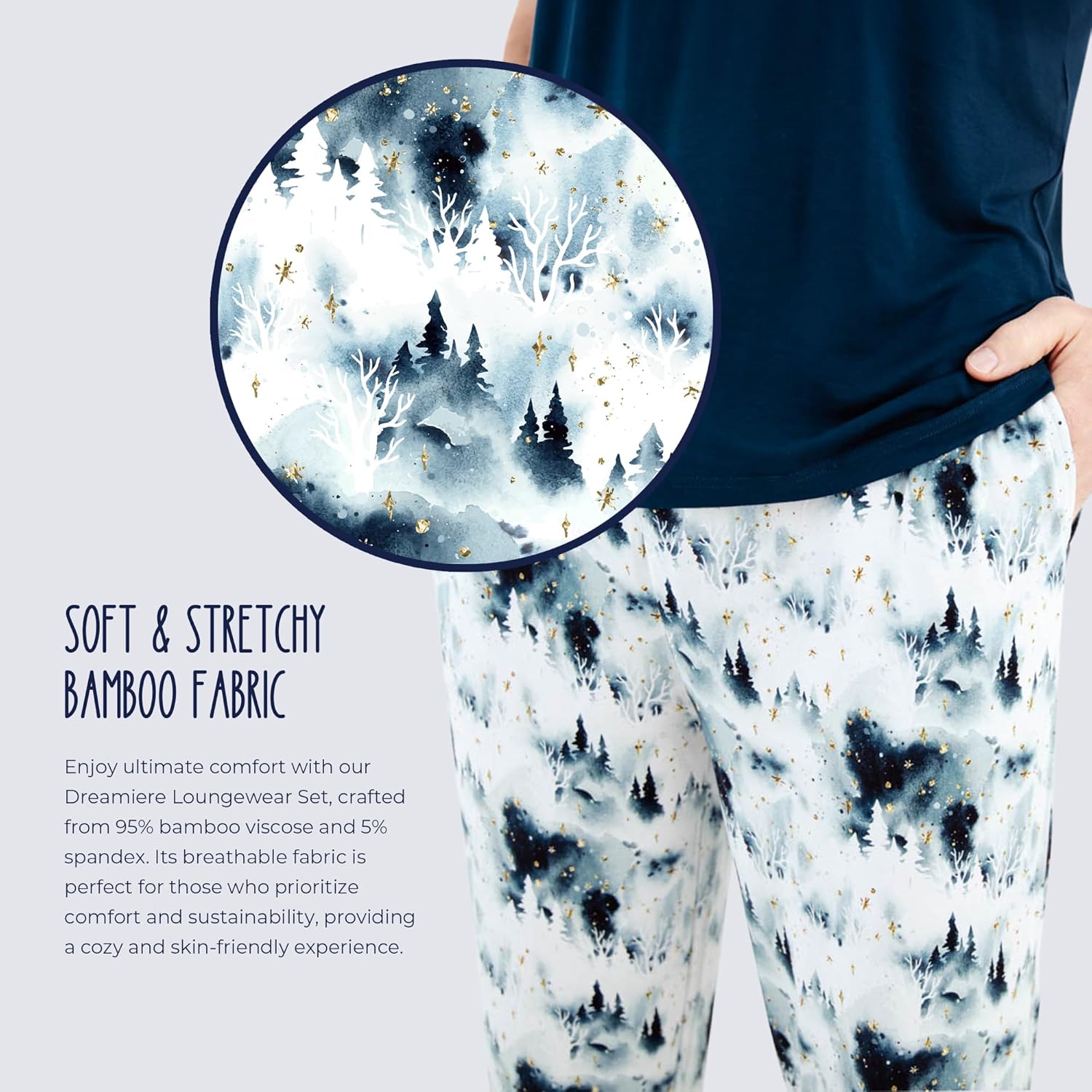 Dreamiere Men's Short Sleeve Loungewear Set - Soft Stretchy Fabric, Relaxed Fit, Eco-Friendly, Perfect for Family Matching