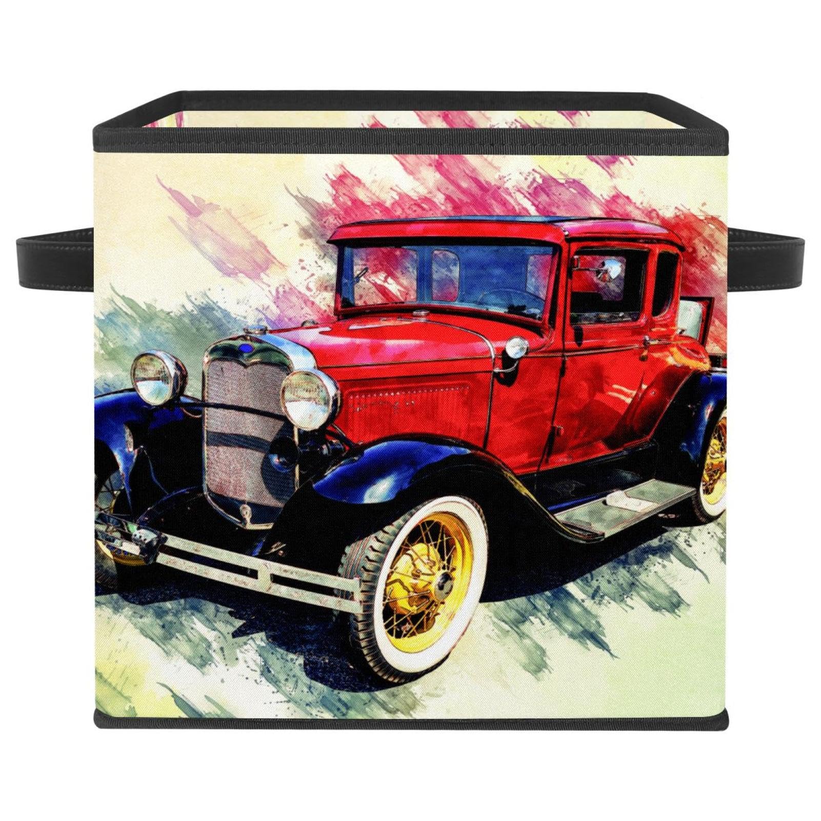Panier de rangement voiture vintage en tissu pliable pour les jouets de la chambre d'enfant