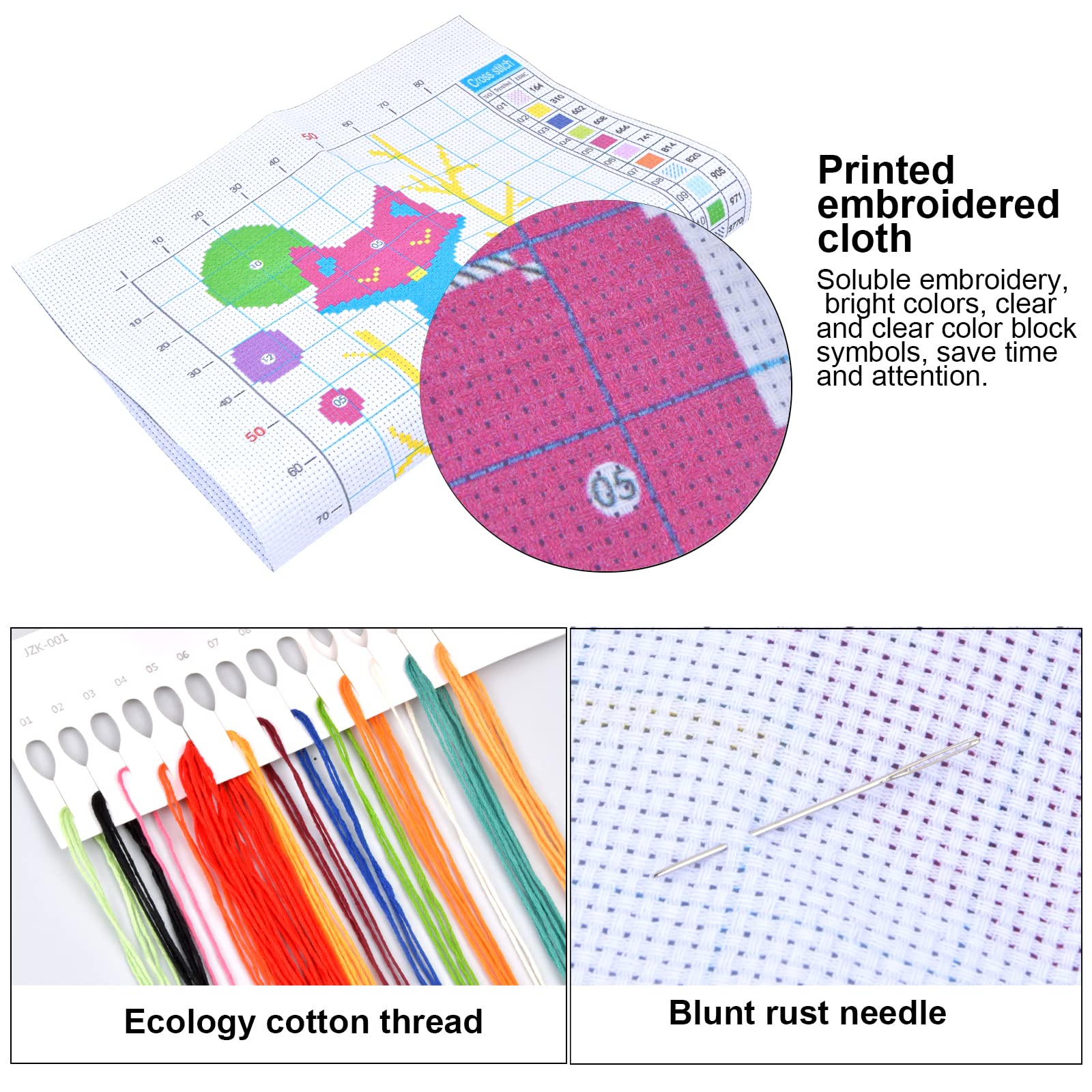 suchkawe Cross Stitch Kits, DIY Needlework Kits 11CT Stamped Cross Stitch Kit for Beginners Adults Kids Home Bedroom Decoration, Embroidery Kit Colourful Fox (28X38cm) - Image 3