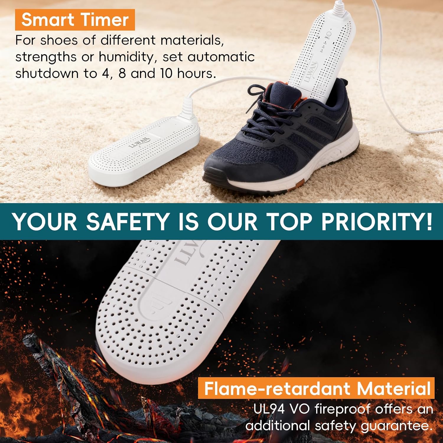 Boot Dryer for Work Boots, Electric Portable Shoe Dryer with Timer for Sneaker Socks Gloves Drying, Boot Warmer Extendable for Rainy Seasons Winter Travel
