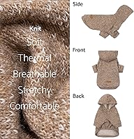 Vista 5 de Fitwarm Suéter de punto con capucha para perro, ropa de invierno para perros pequeños, niños y niñas, suéter ligero con capucha para mascotas, caqui