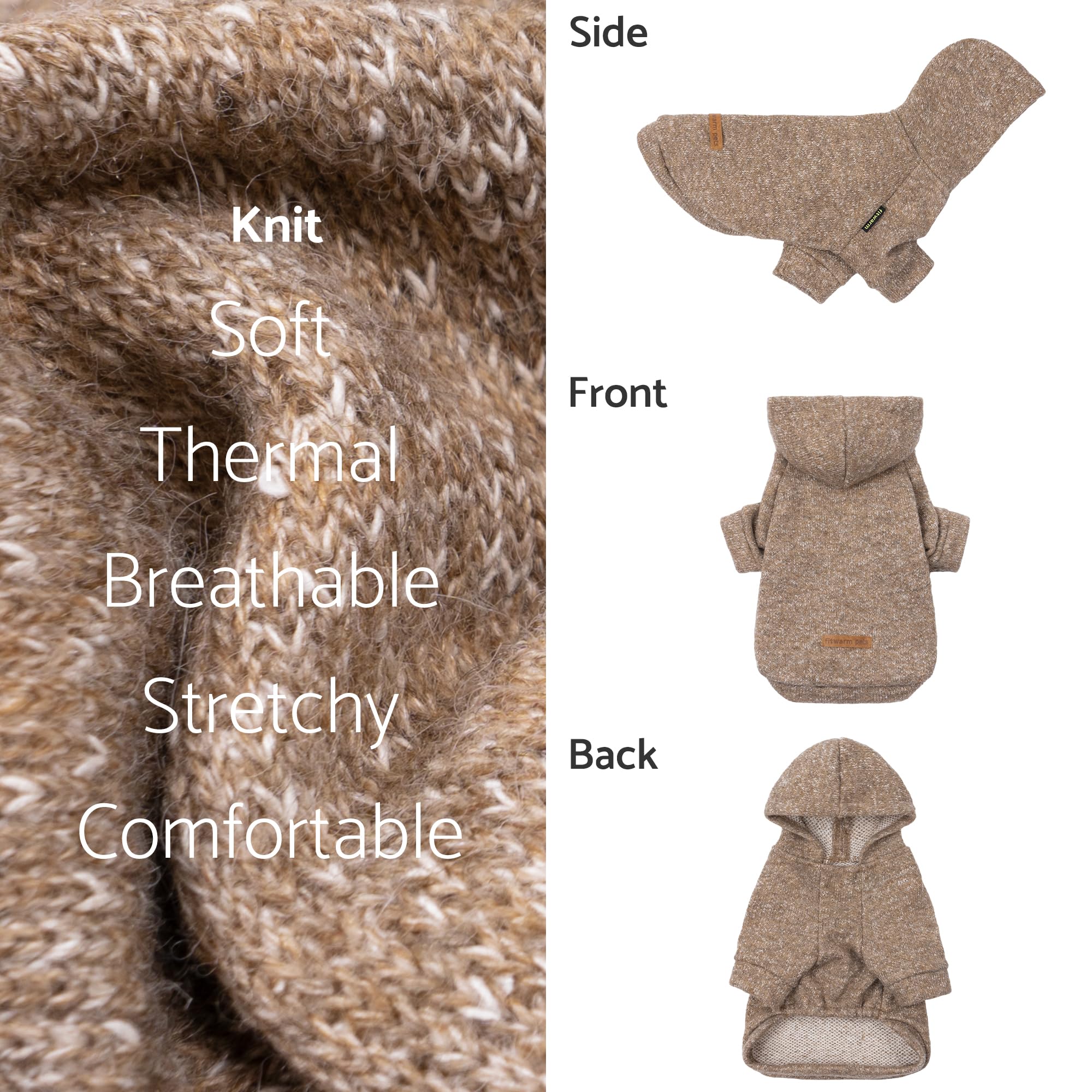 Fitwarm Strickpullover Für Hunde – Winterkleidung Mit Kapuze, Größe XL