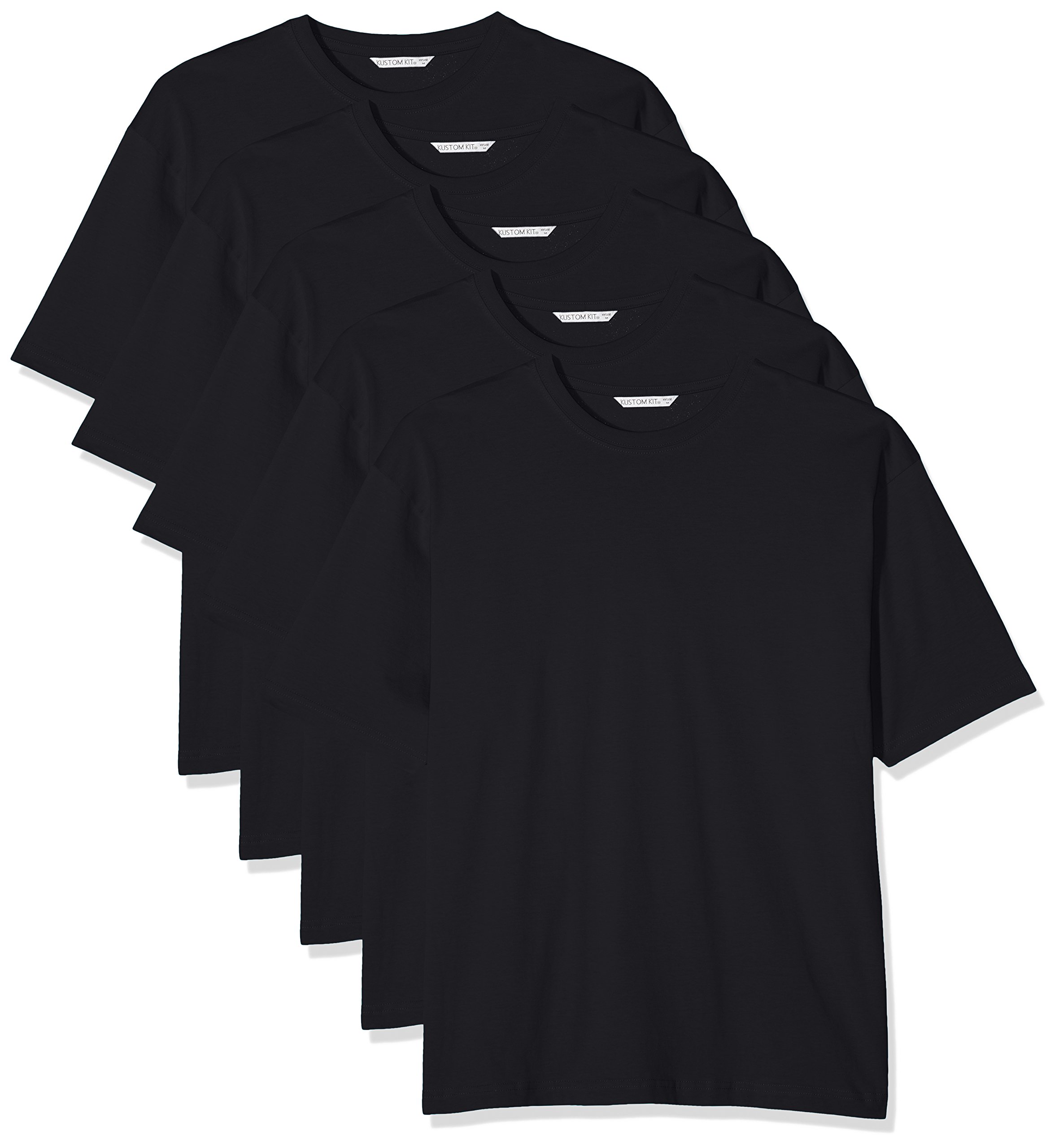Kustom Kit Men's Hunky-T Regular Fit Plain Crew Neck Short Sleeve 5 T - Shirt, Black, XXXXX-Large