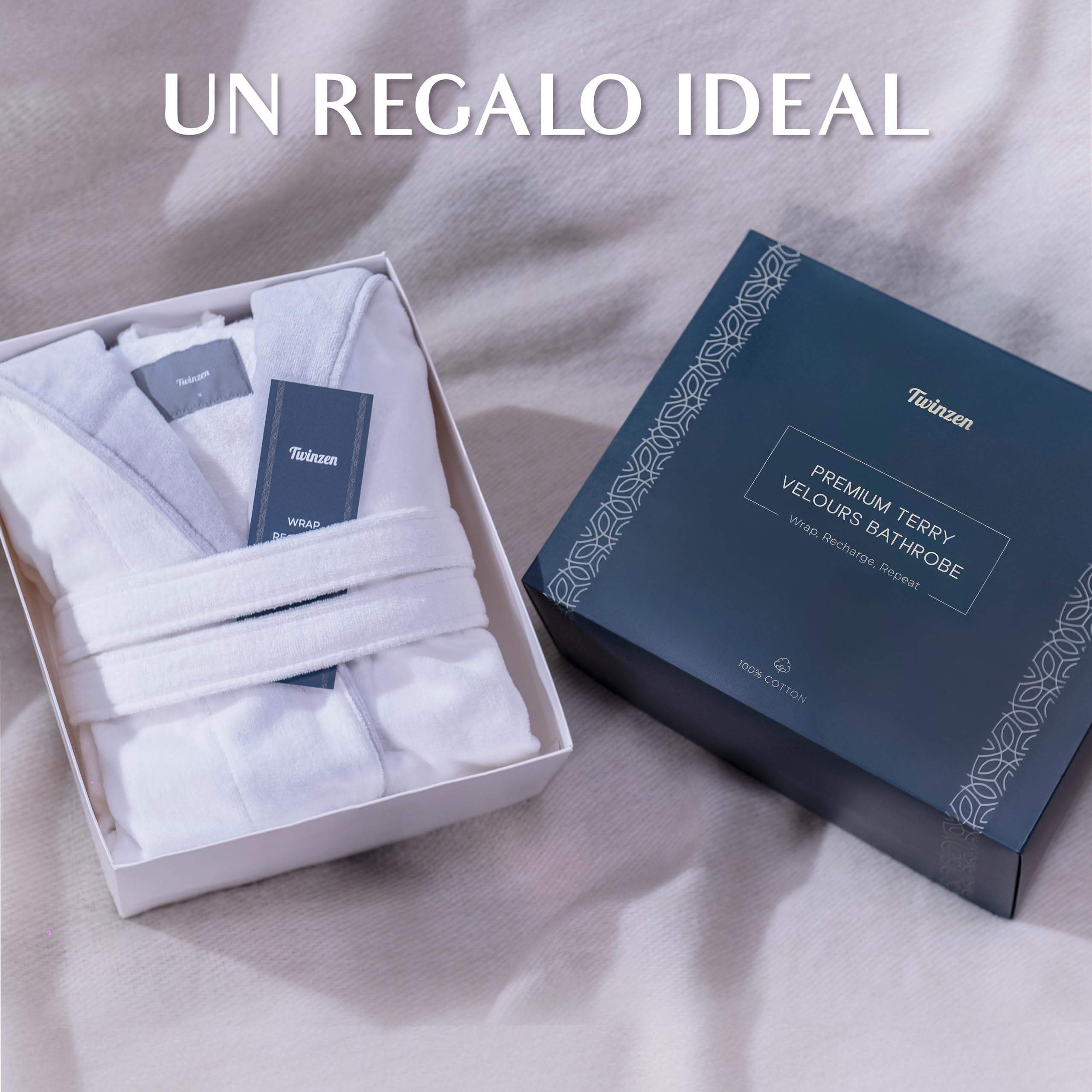 Twinzen Accappatoio Uomo in Cotone Velour - Certificato Oeko-Tex - Accappatoio Uomo in Spugna Ultra Morbido