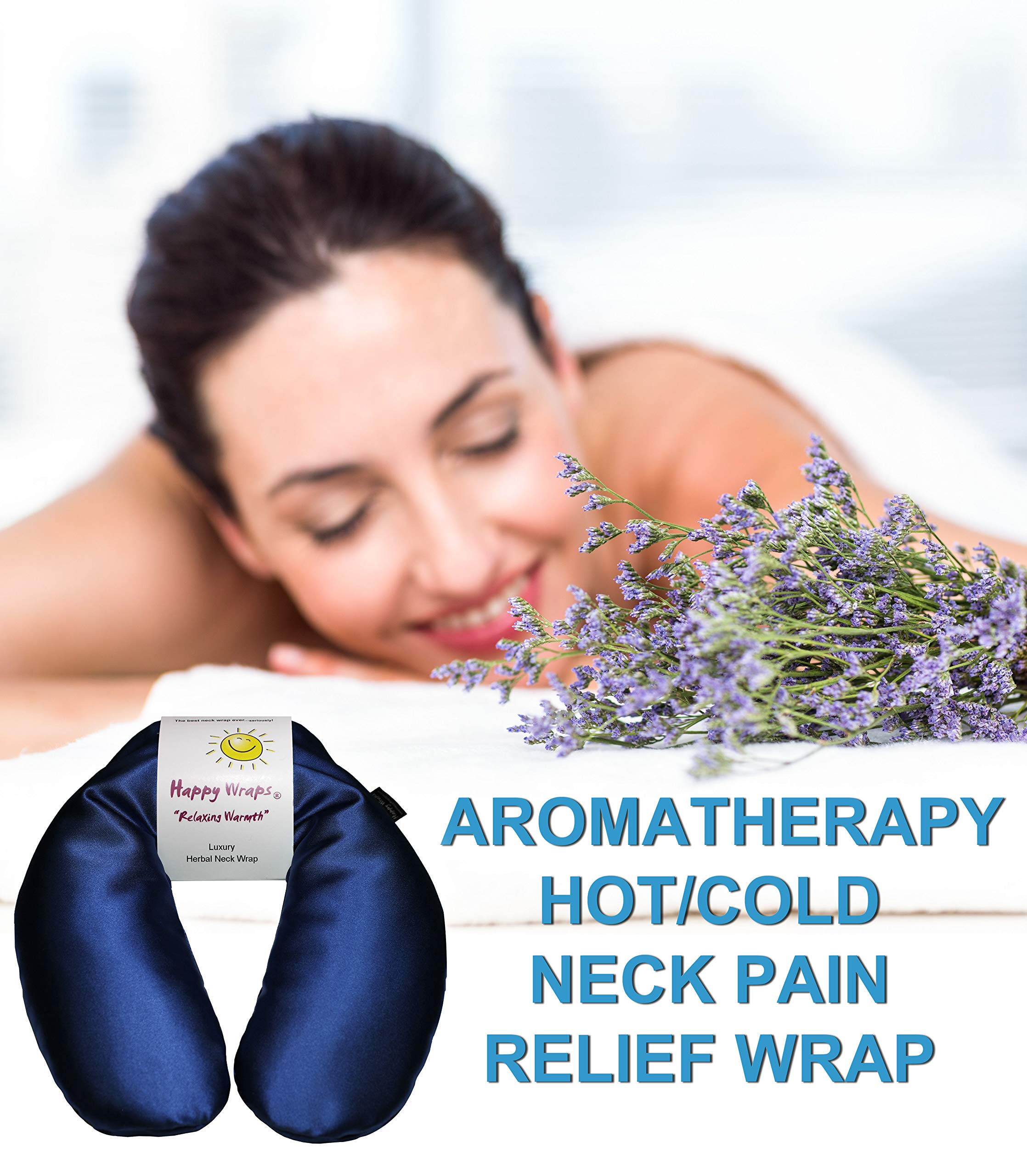 Almohadilla de calor para el cuello y el cuello, para el microondas, para el alivio del dolor del cuello y el estrés de las migrañas, regalo para mujeres y hombres SW-2BSA , Zafiro + máscara de dormir de viaje gratis, 2