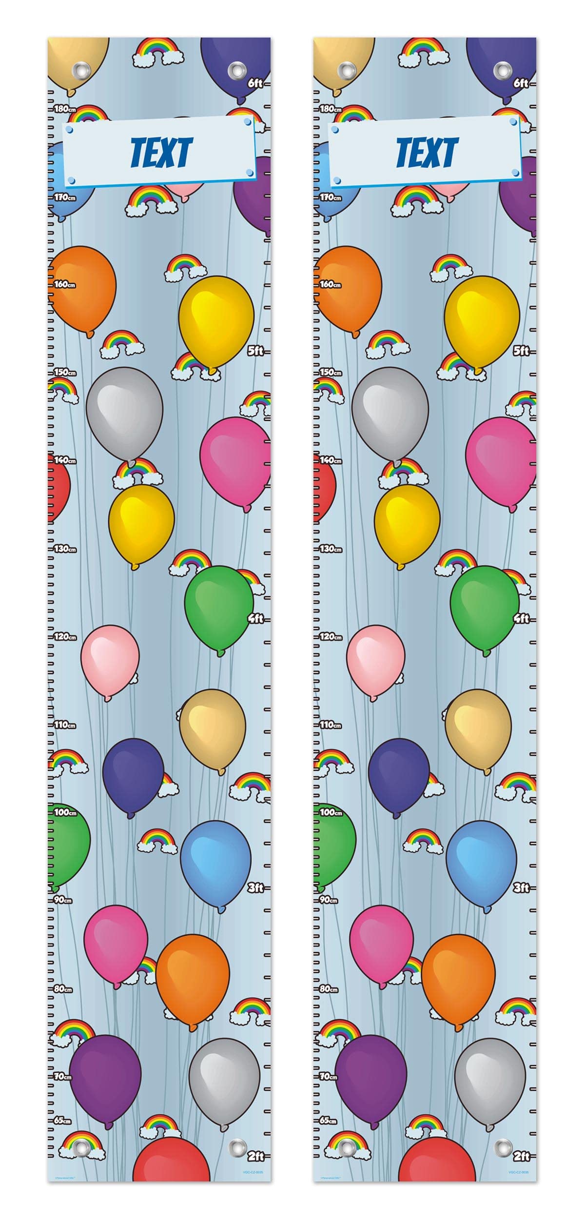 Custom Kids Room Decor Balloons and Rainbows Growth Chart for Kids 2-Pack Vinyl Growth Chart