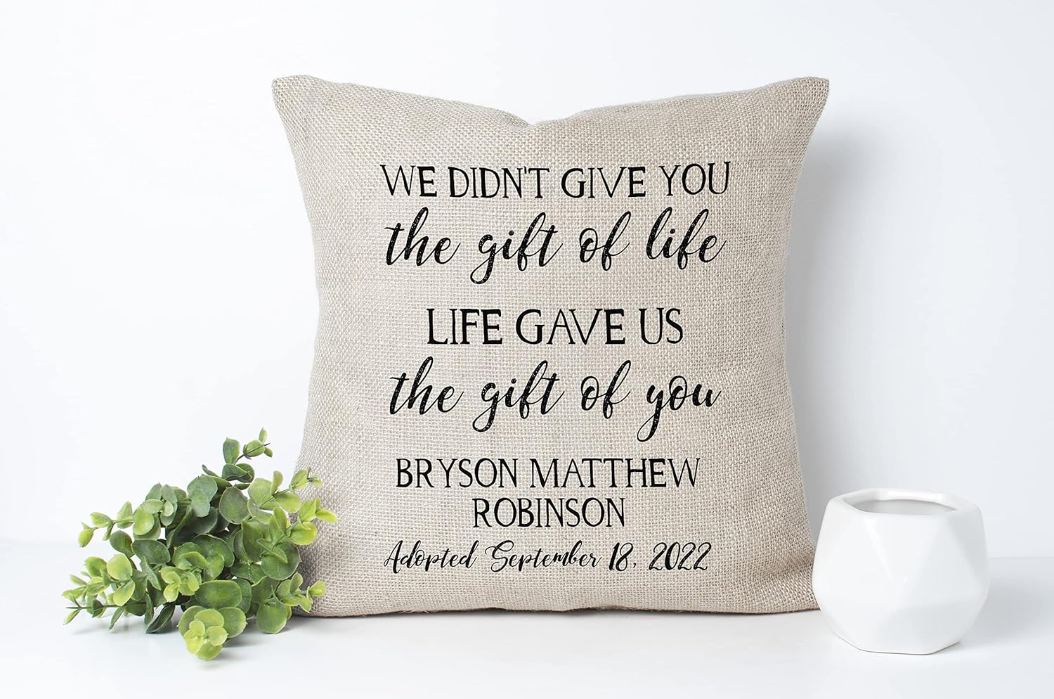 Personalized Adoption Date Pillow | Gotcha Day Gift | Custom Kids Room Decor | Personalized Adopted Child Gifts | Gifts for Family (Pillow Cover with Insert)