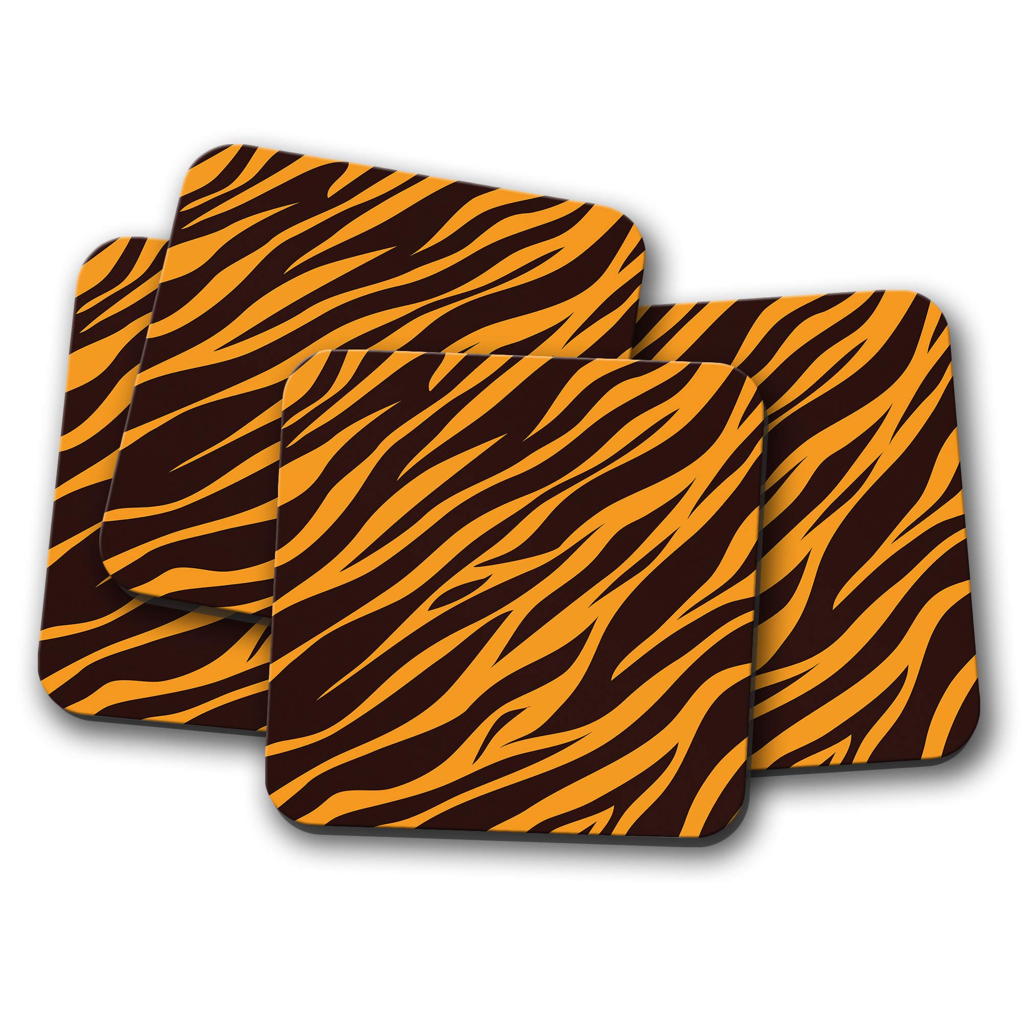 4 Set - Tiger Print Coaster - Wild Animal Pattern Mum Auntie Sister #15627