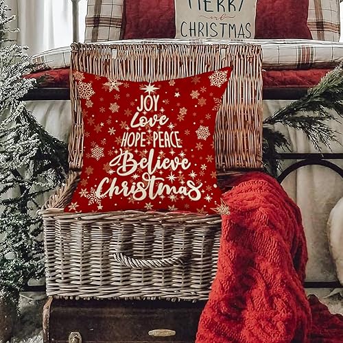 Miniatura 2 de RABUSOFA Red Believe - Fundas de almohada navideñas de 18 x 18 pulgadas, fundas de almohada decorativas de Navidad, fundas de cojín de Navidad con