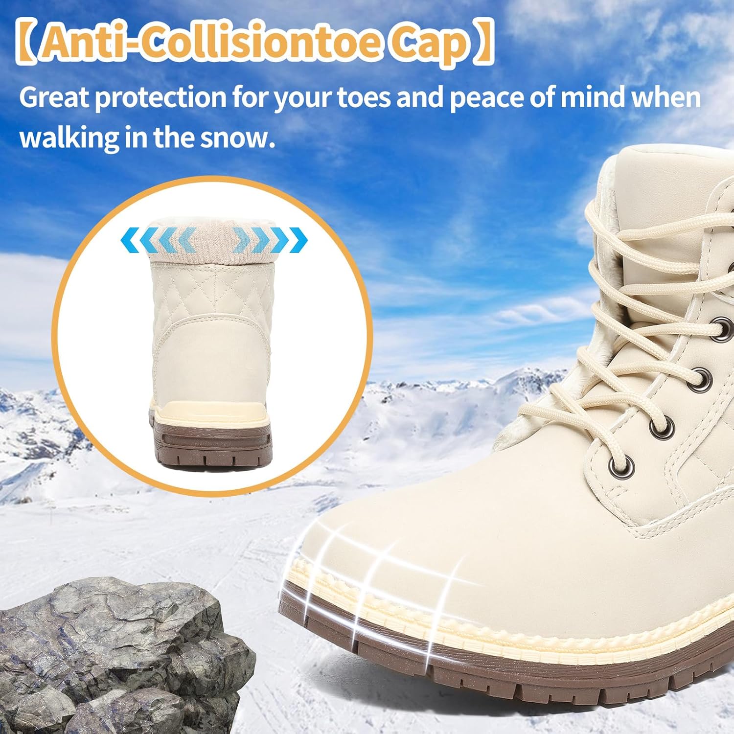 Winter Hiking Boots Women Waterproof Snow Ankle Booties Work Boots Warm Fur Lined Trekking Shoes Winter Lace up Booties for Women - Image 5