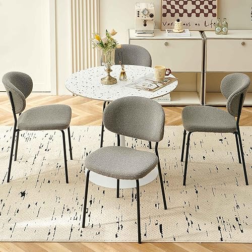 Miniatura 22 de Juego de mesa redonda Homedot para 4, moderno juego de mesa de cocina de 5 piezas, mesa de café redonda de 37" en MDF con 4 sillas de comedor Blanco