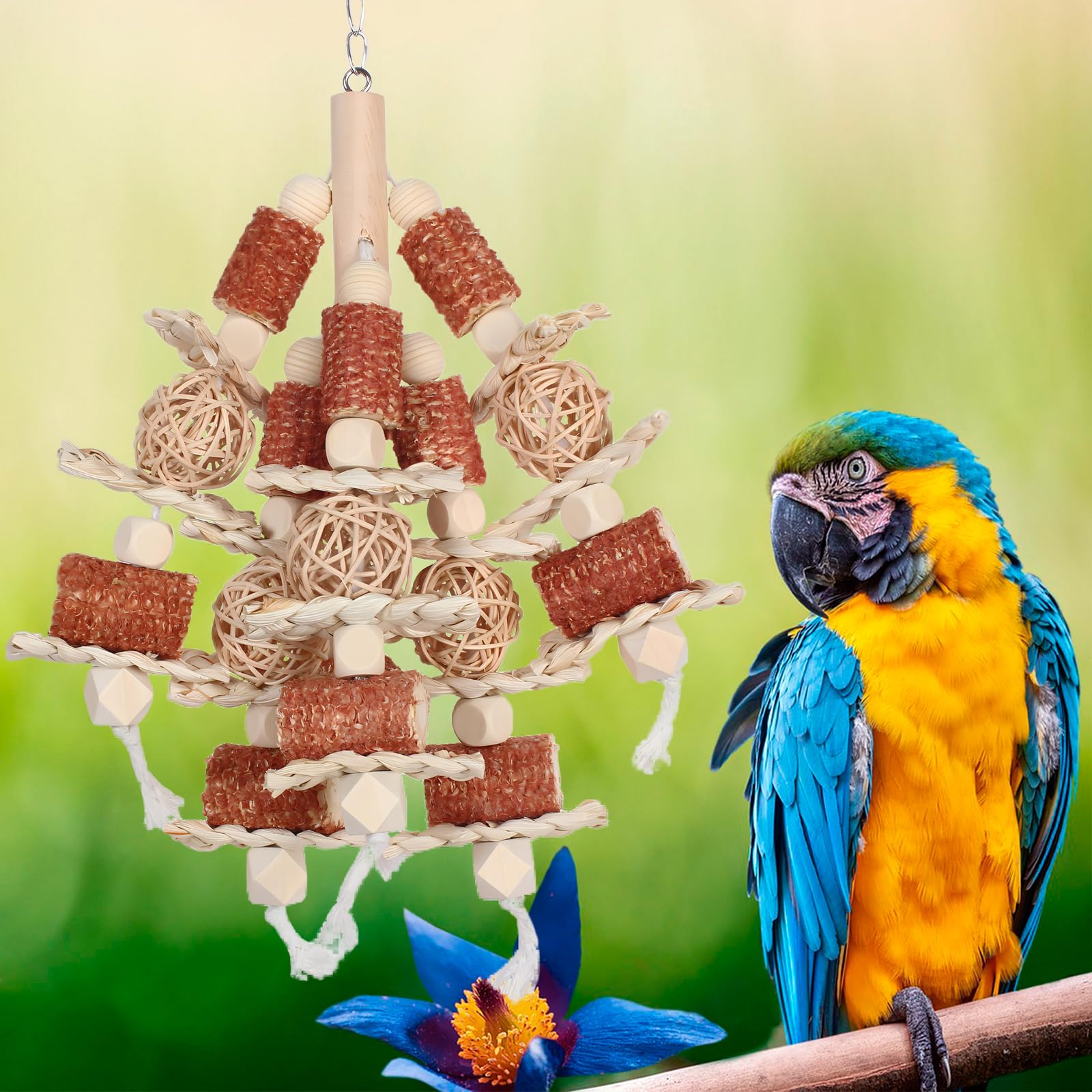 Bird Toys, Natural Corn Stick Parrot Toys Hanging in Bird Cages，for Small and Medium-Sized Macaws,African Grey,Cockatoos,Cockatiel,Sun Conure，Amazon Parrots - image 8