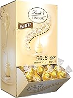 Vista 17 de Lindt LINDOR Trufas de chocolate blanco, caramelo de chocolate blanco con suave, centro de trufa de fusión, 25.4 oz., 60