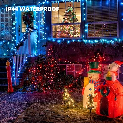 Vista 15 de TW SHINE Luces de Navidad, 200 luces LED de 66 pies para exteriores enchufables con 8 modos, luz impermeable para exteriores, decoraciones de Blanco