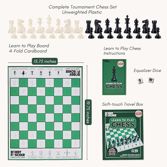 Bobby Fischer Learn to Play Chess Set Board Game