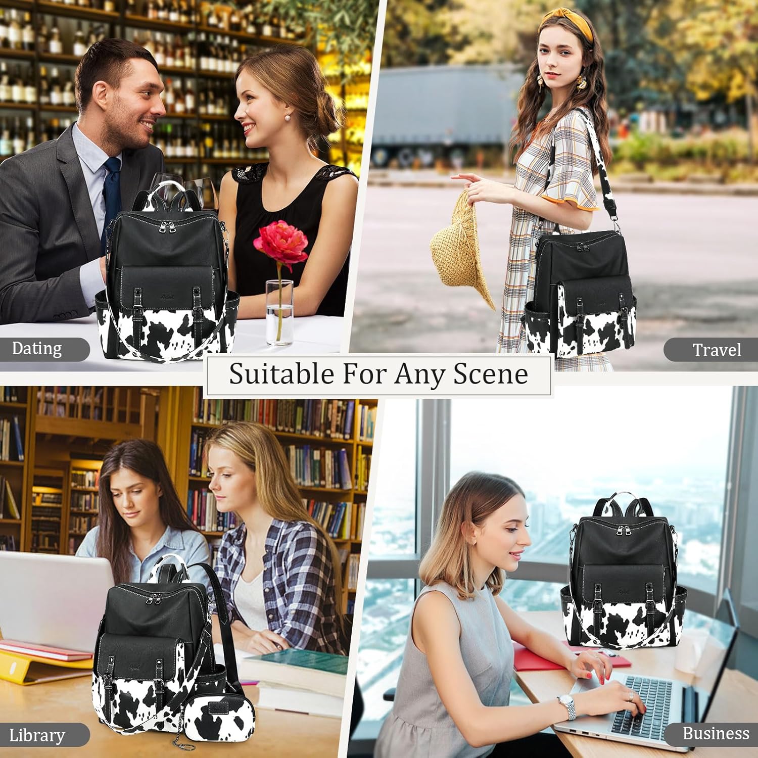 Backpack Purse for Women PU Leather Back Packs Designer Ladies Shoulder Bag Fashion Faux Work Travel Handbags - Image 6