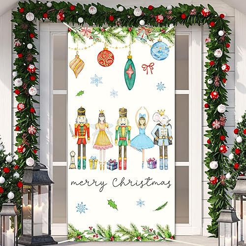 Cubierta de puerta de cascanueces de Feliz Navidad, pancarta de cascanueces de acuarela para puerta, fundas colgantes para puerta delantera, porche, disponible en Yaxa Venezuela