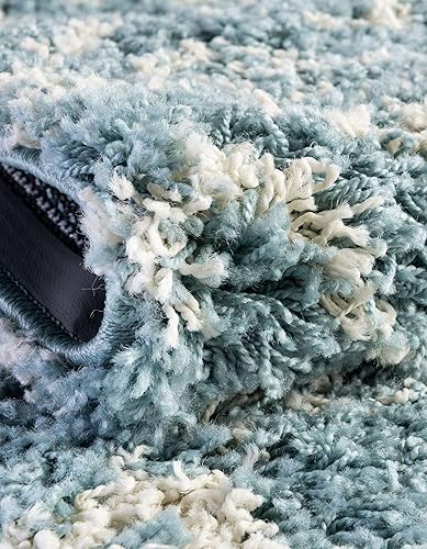 Miniatura 5 de Unique Loom Alfombra marroquí Trellis Shag Collection - Meknes (3 pies 3 pulgadas x 16 pies 5 pulgadas, color azul claromarfil)