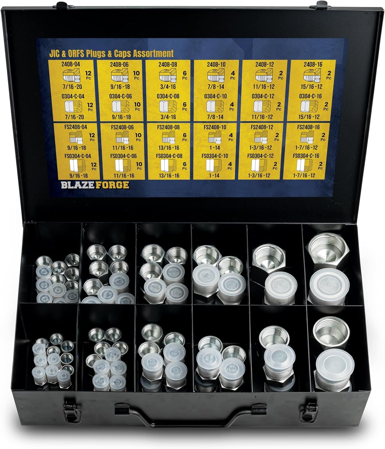 144 Pcs JIC & ORFS Cap and Plug Kit Hydraulic Line Caps