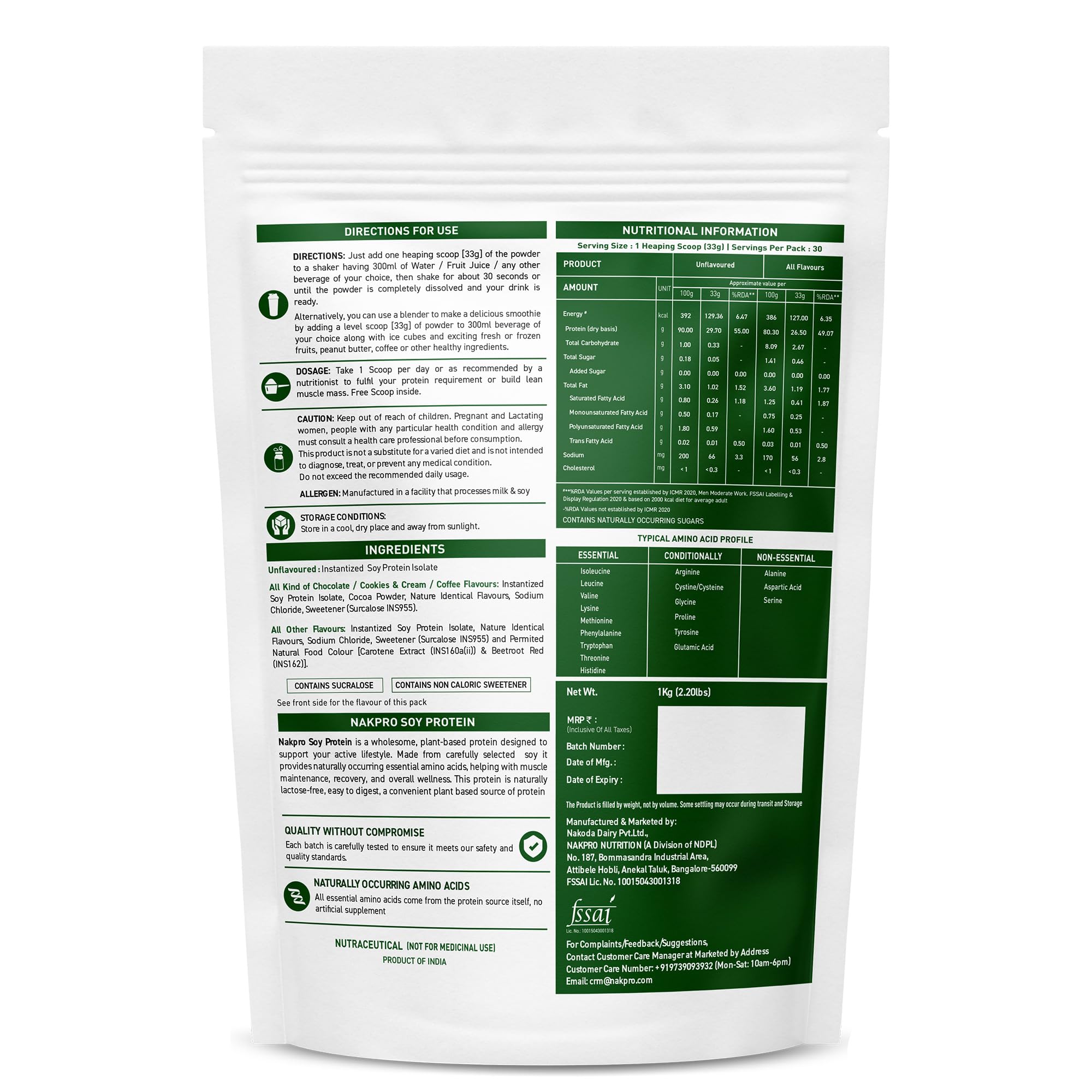 NAKPRO NUTRITION 100% Soy Protein Isolate | Chocolate - 2kg (1kg*2) | 27.87g Protein |Plant Based Protein Powder — Amazon image 3