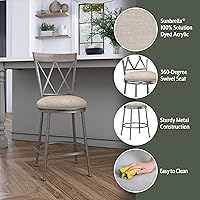 Vista 4 de Hillsdale Stewart Taburete giratorio para interiores y exteriores, peltre envejecido