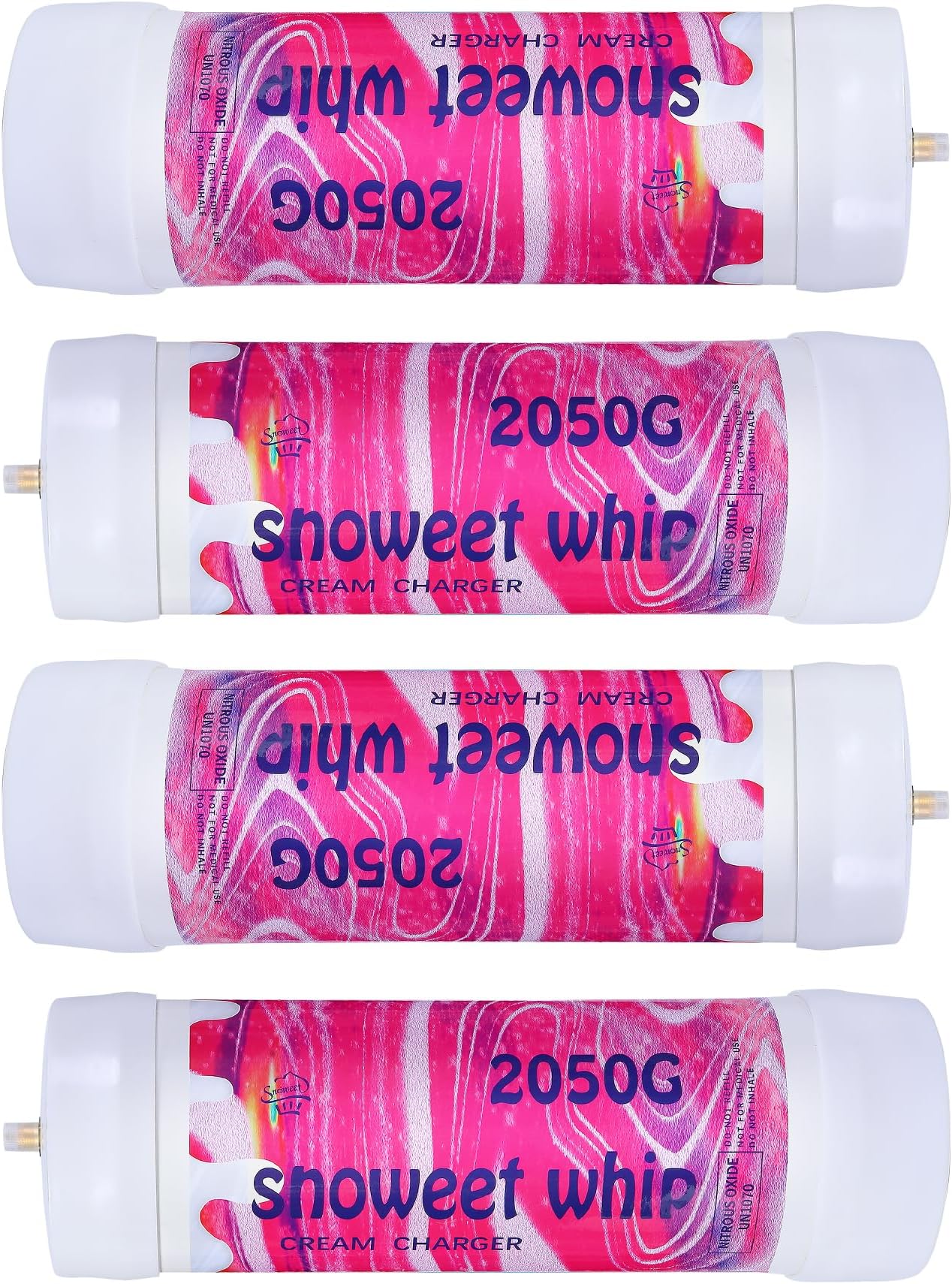 Generic SNOWEET Cream Charger Tanks Original Flavor Steel Whipped Cream Dispensers 3.3L 2050Gram Whipped Cream Canisters with nozzles (Unflavour-4 Cylinders), Unflavor 2500G, 240617YW3.3L-4