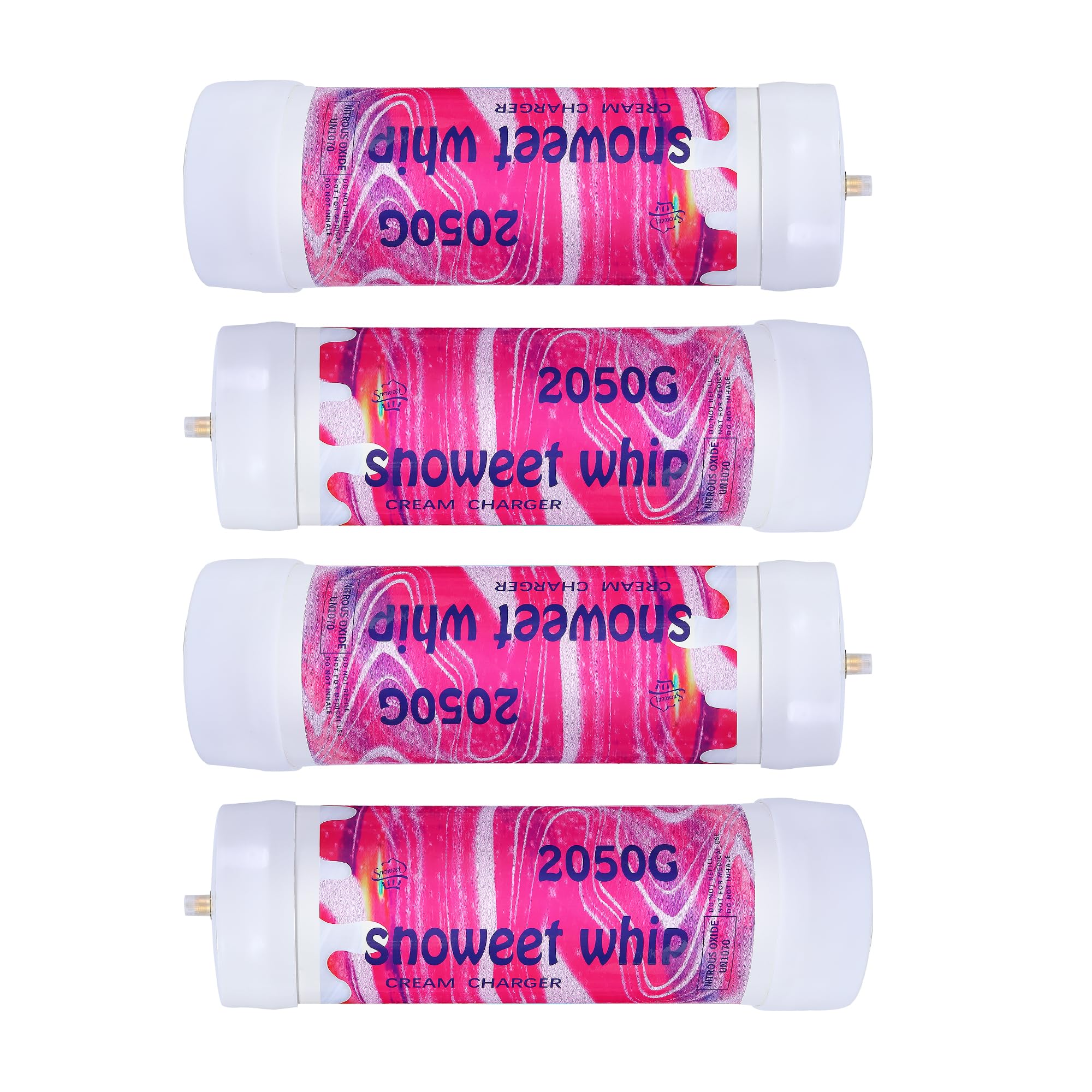 Generic SNOWEET Cream Charger Tanks Original Flavor Steel Whipped Cream Dispensers 3.3L 2050Gram Whipped Cream Canisters with nozzles (Unflavour-4 Cylinders), Unflavor 2500G, 240617YW3.3L-4