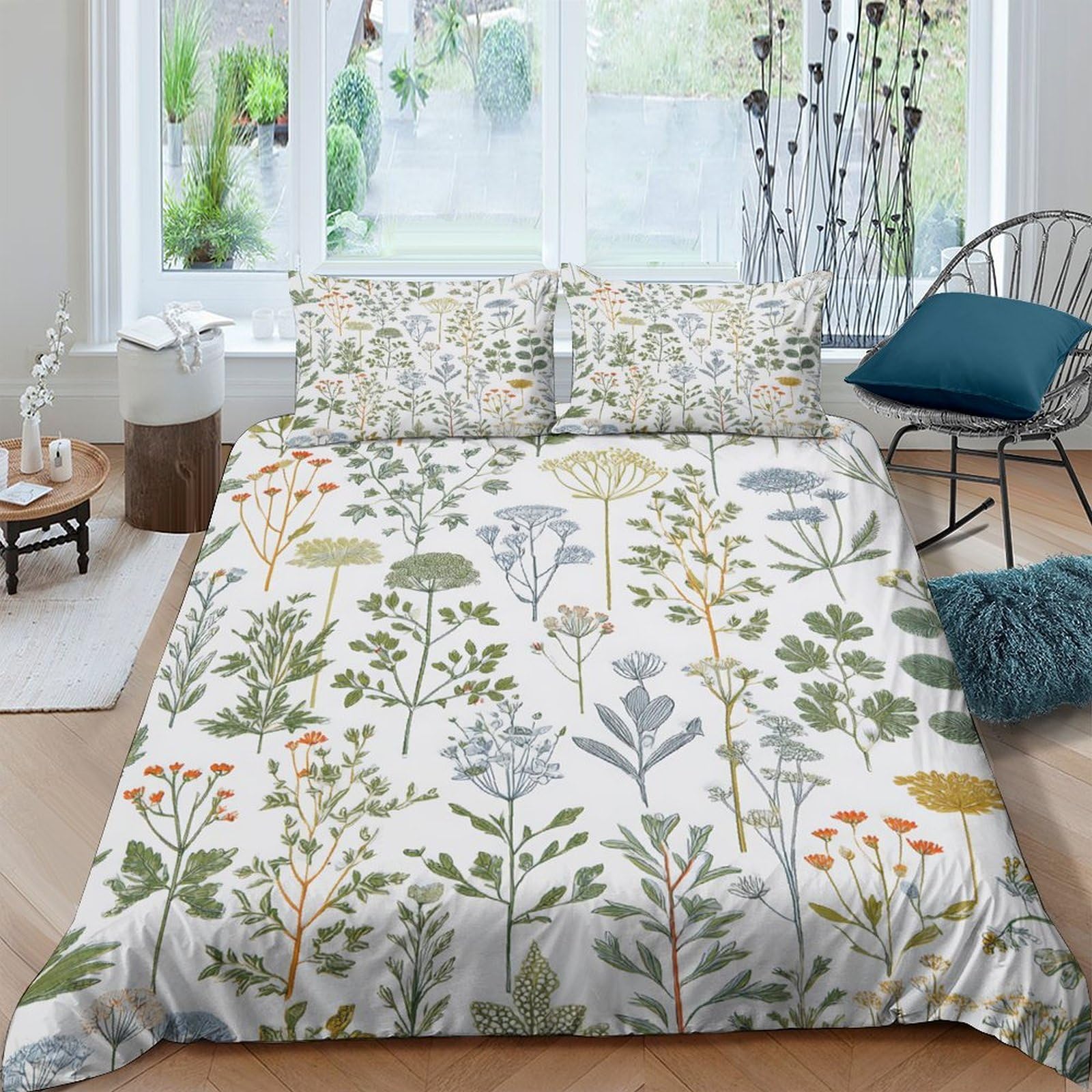 Ctjqhvkz Style-5 3D Printed Botanical Garden Fitted Sheet Microfiber Soft Breathable Floral Meadow Mattress Cover For Bedroom Guest Room Decor Single（135X200cm）