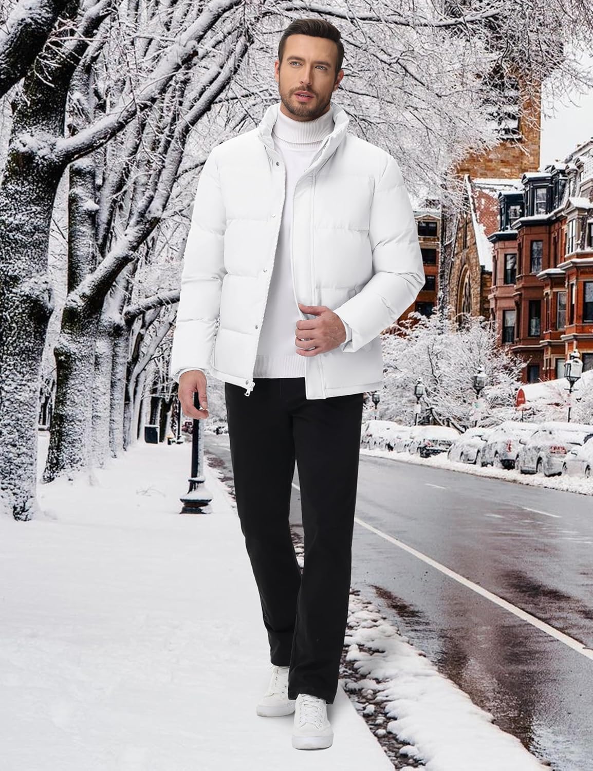 Cotrasen Men's Puffer Jacket Water Resistant Windproof Down Jackets Zip Up Warm Quilted Winter Coats for Men - Image 3