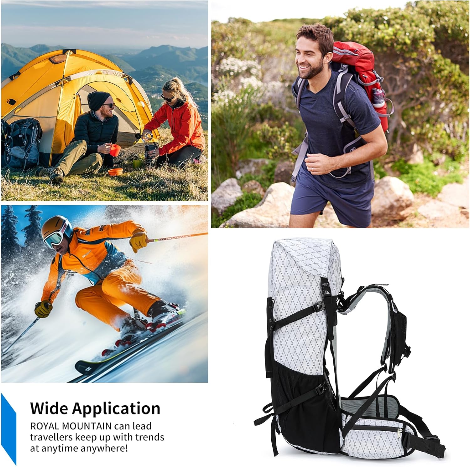 Hiking Backpack,40L Extra Large Capacity Hiking Bag,Internal Frame Camping Backpack,Upgraded X-PAC Lightweight Sport Daypack Travel Backpacks Fit For Mountain Climbing Camping (White) - Image 7