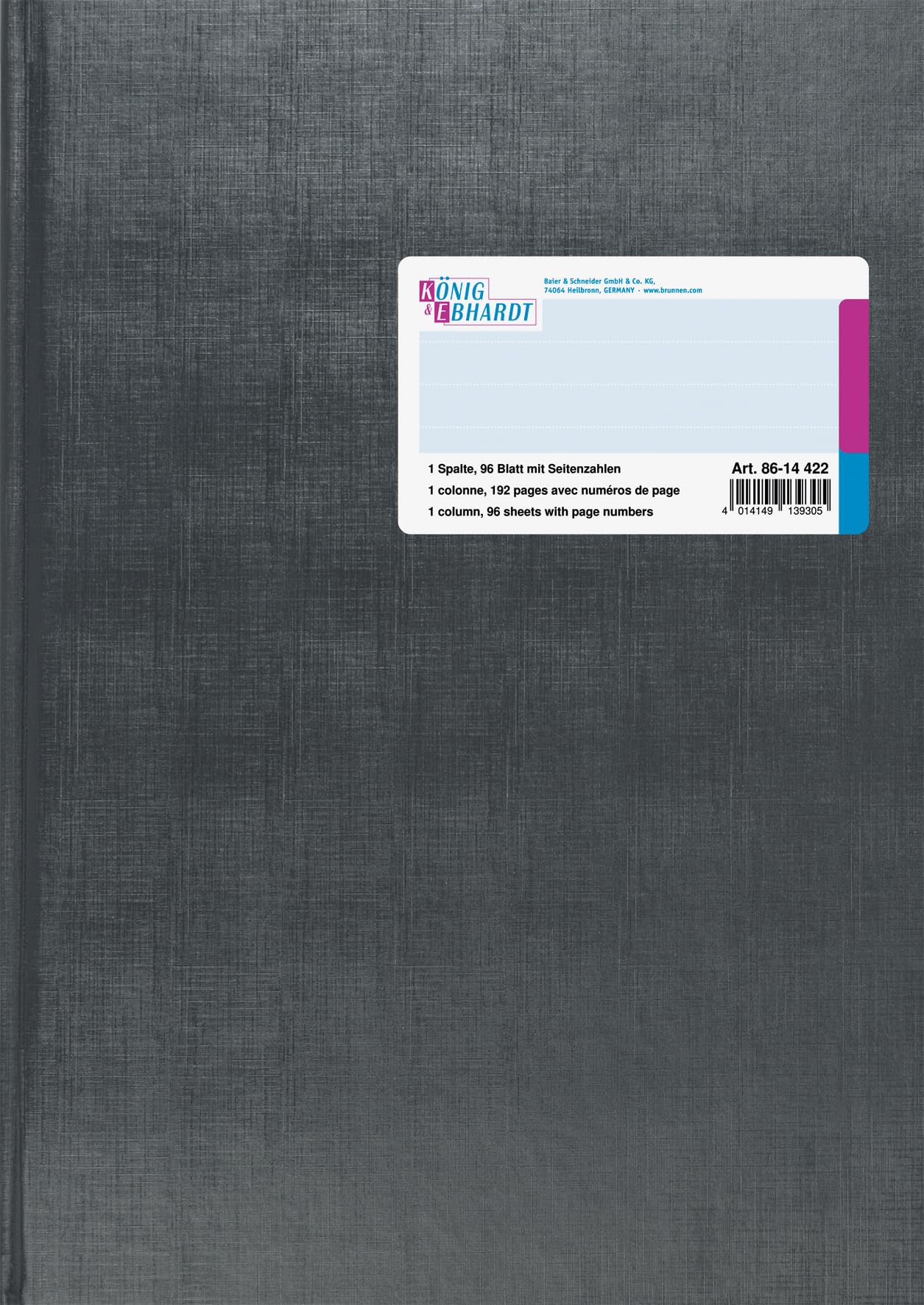 König und Ebhardt König & Ebhardt 8614422 Spaltenbuch (Spaltenbogen, 1 Spalte, A4, 210 x 297 mm, 96 Blatt) hellblau