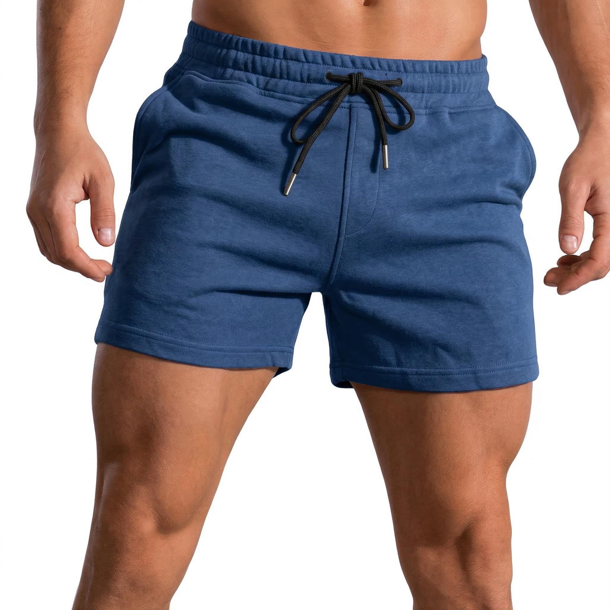 Rane Sports 3-Zoll-Laufshorts für Herren, Fitness-Training, Bodybuilding-Shorts, atmungsaktive Baumwoll-Sportshorts Dunstblau M