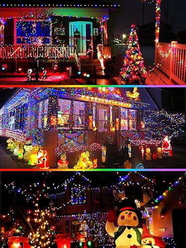 Miniatura 6 de Paquete de 4 luces solares de Navidad de 180 pies para exteriores, impermeables, súper brillantes, 320 luces LED solares con 8 modos de iluminación,