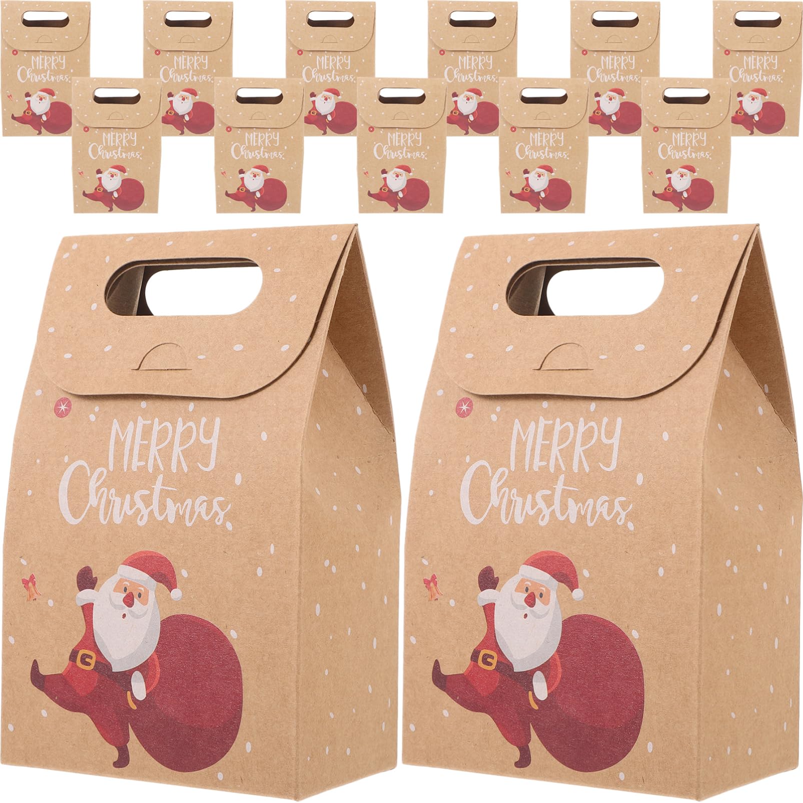 Beavorty 2 Juegos Bolsa De Papel Kraft Navideña Christmas Bag Bolsas Kraft Bolsas Transparentes Para Galletas Transportador Celofán Sorpresa Bolsa De Dulces Bolsas De Papel Uds * 2