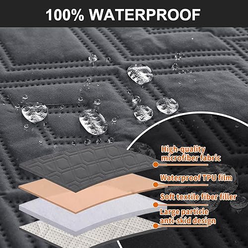 Miniatura 5 de Funda reclinable 100 % impermeable, funda para silla reclinable, funda reclinable para sala de estar (gris oscuro, 28 pulgadas)