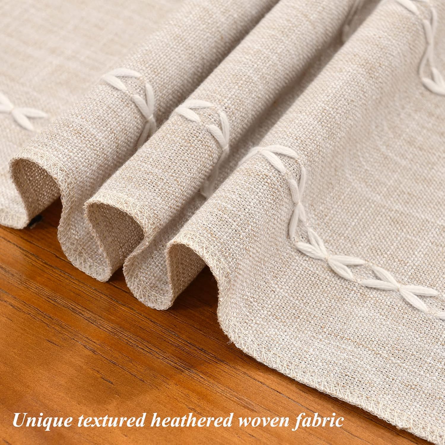 Wracra Rustic Linen Table Runner Farmhouse Style Table Runners 72 inches Long Embroidered Table Runner with Hand-Tassels for Party, Dresser Decor and Dining Room Decorations(Light Coffee, 13"×72") : Home & Kitchen