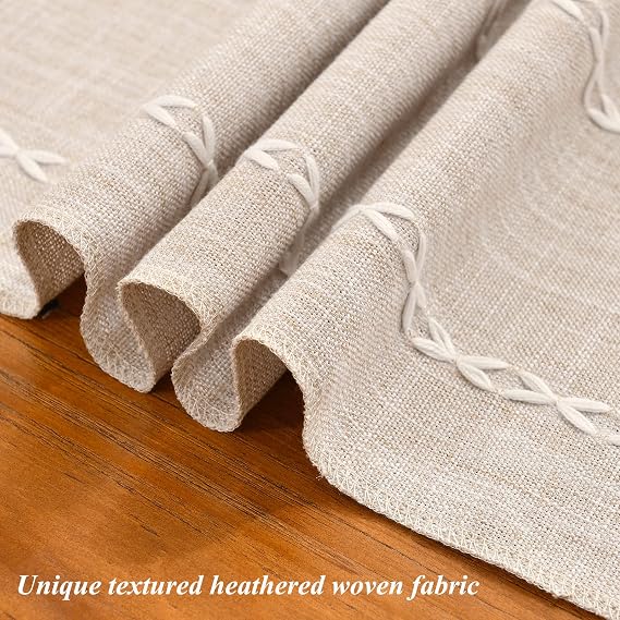 Wracra Rustic Linen Table Runner, Light Coffee Table Runners 60 inches Long