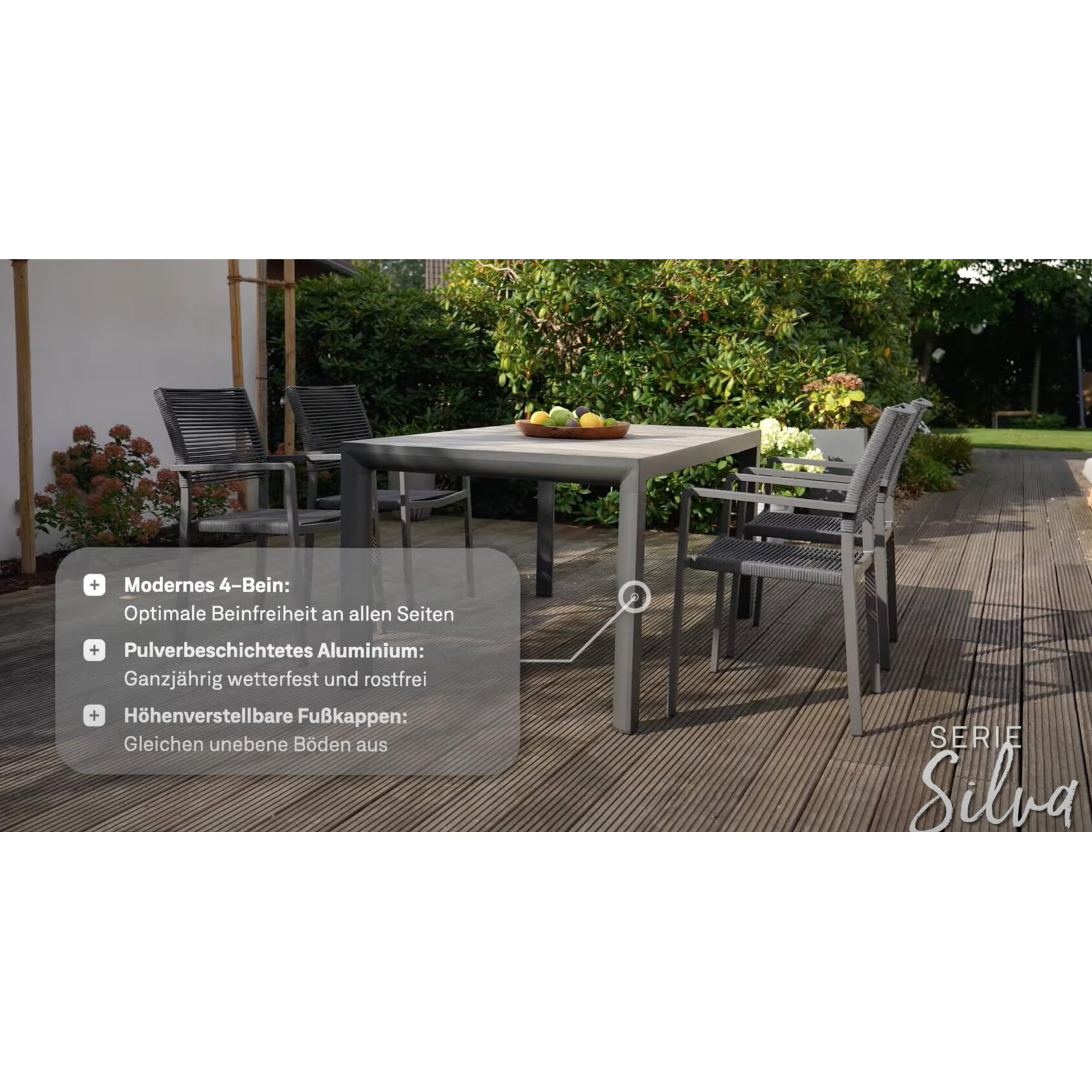 Siena Garden Silva Tisch, Anthrazit, 100 x 220 x 74 cm